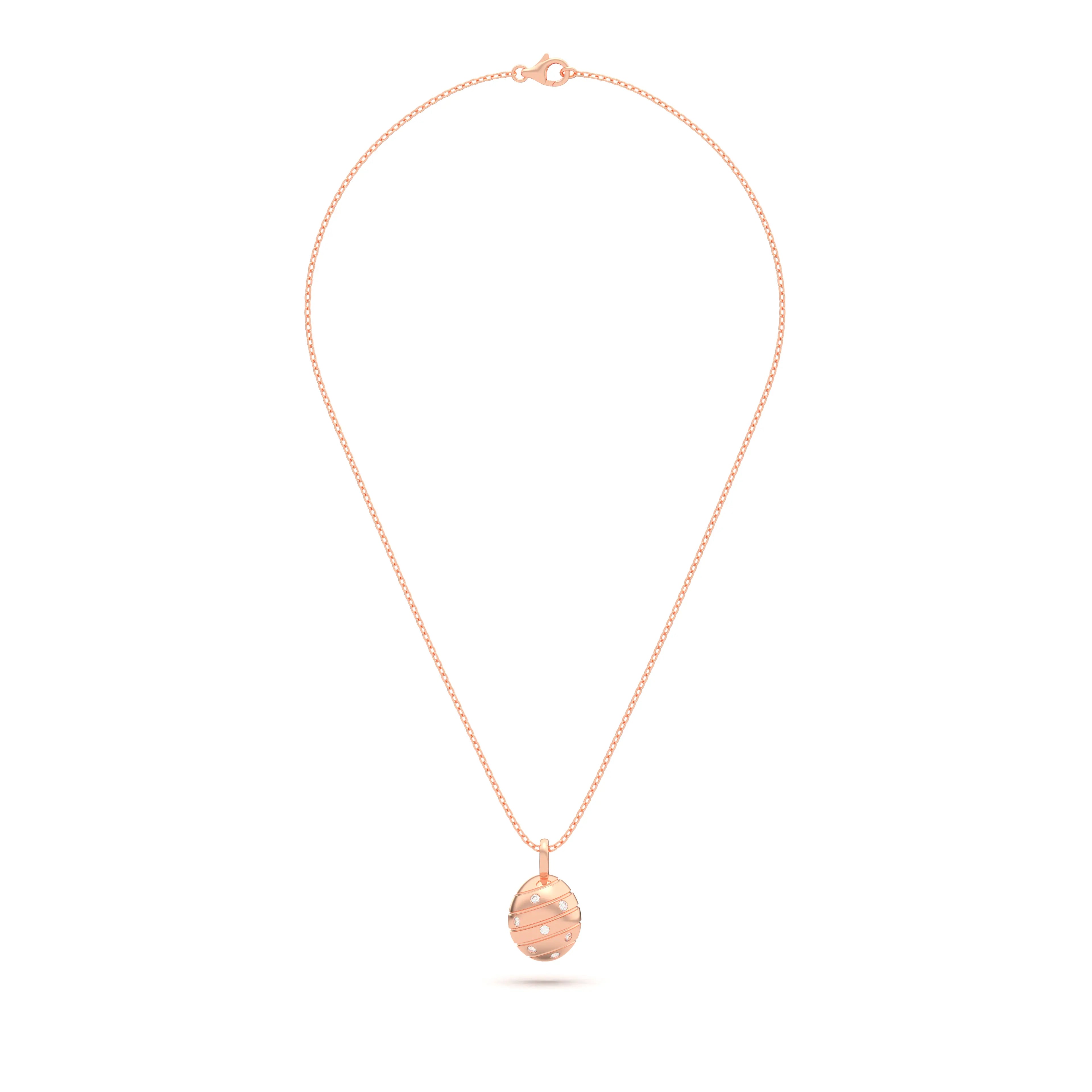 Collier “L’Œuf Aurore” – Or Rose 18 Carats & 7 Pierres Précieuses