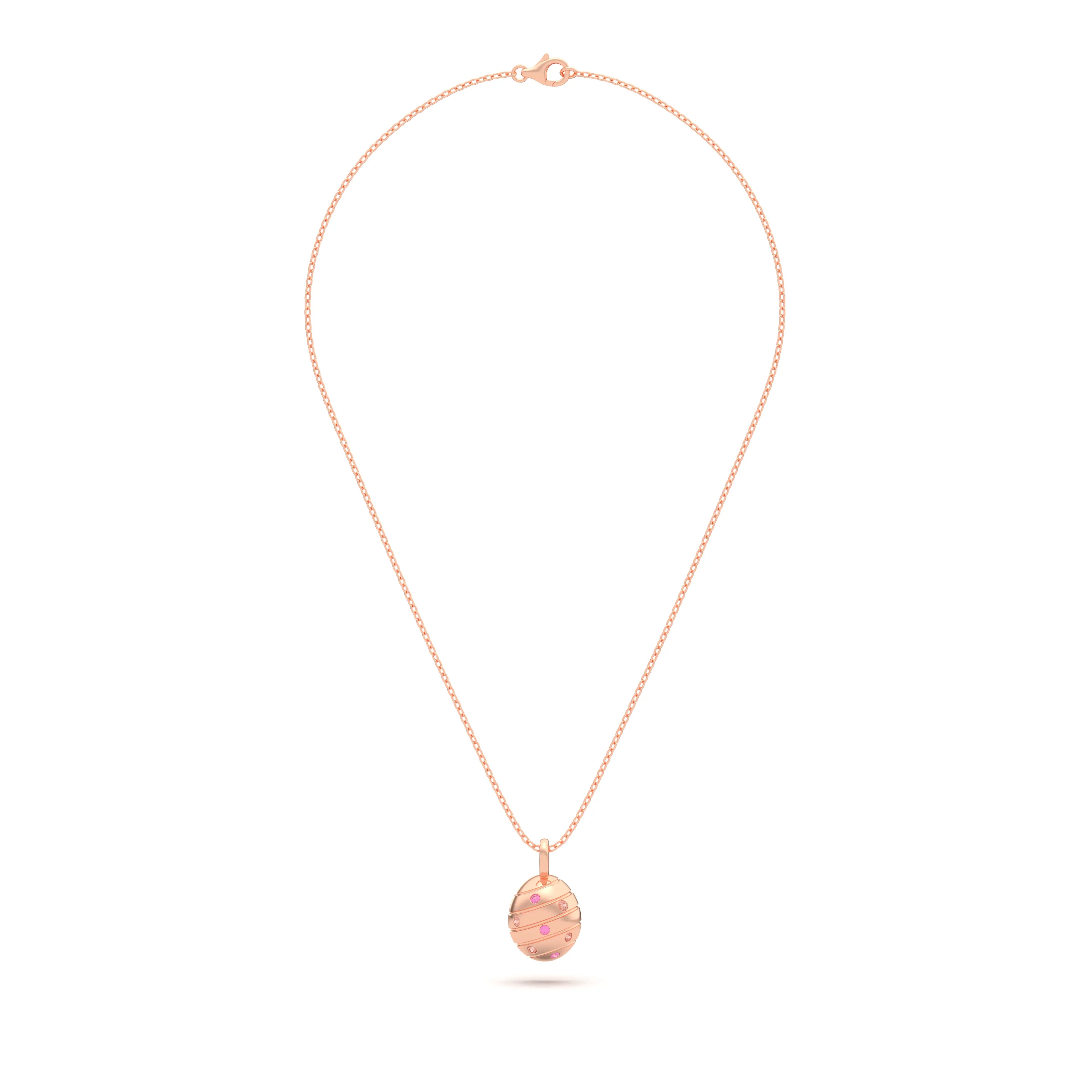 Collier “L’Œuf Aurore” – Or Rose 18 Carats & 7 Pierres Précieuses