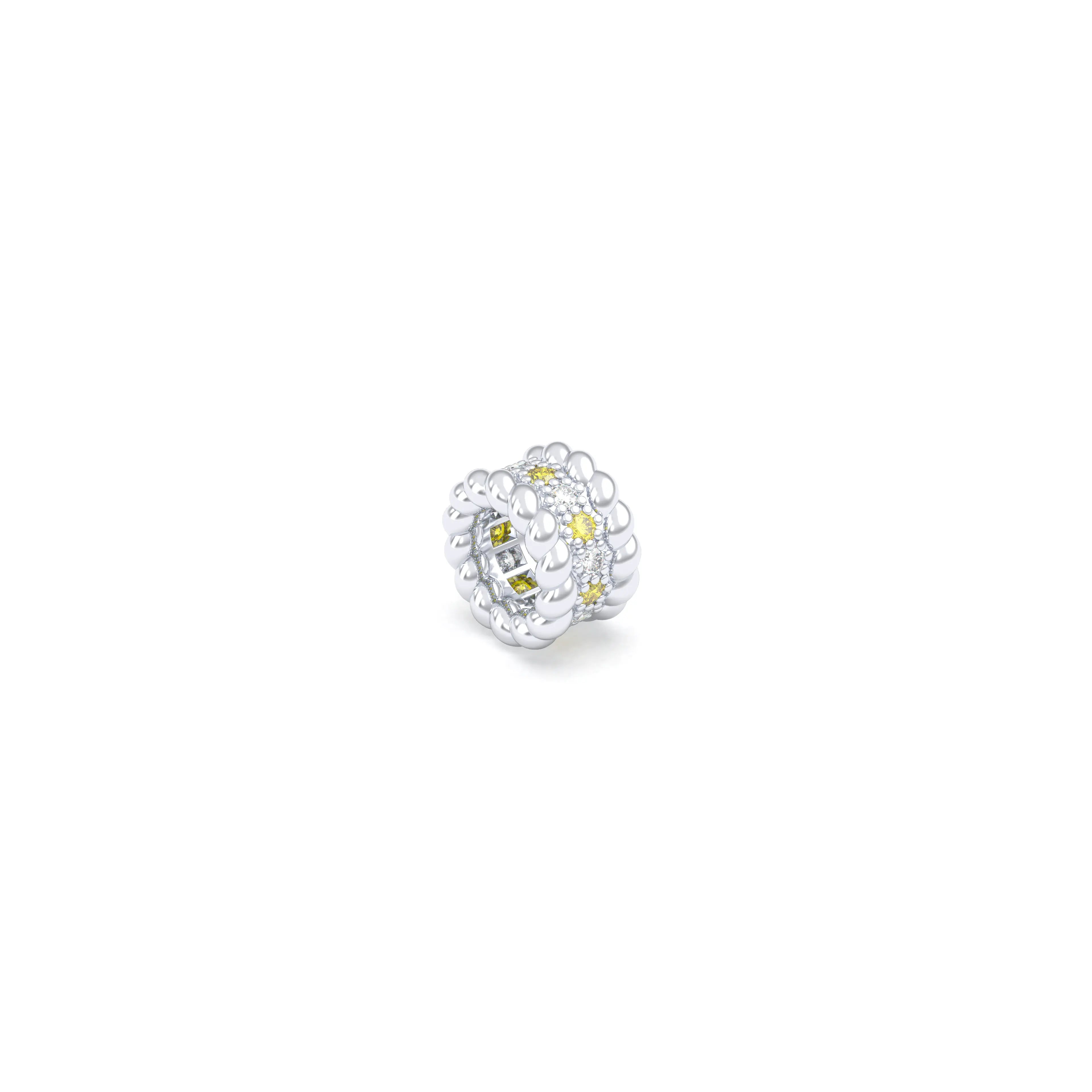 Collier Olympe en Or Blanc 18 Carats et Pierres Précieuses Diamant - Diamant jaune Pendentif seul