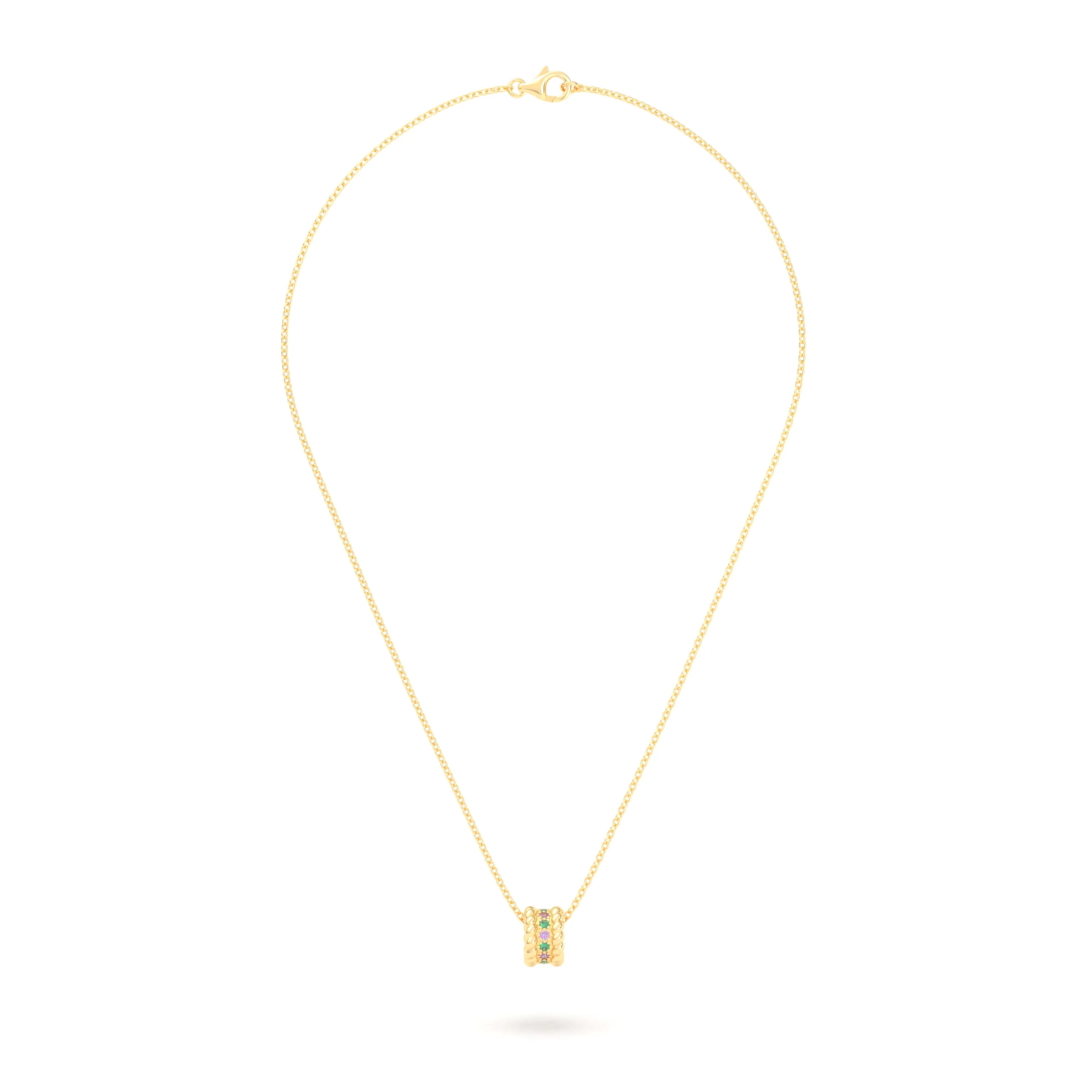 Collier Olympe en Or Jaune 18 Carats et Pierres Précieuses