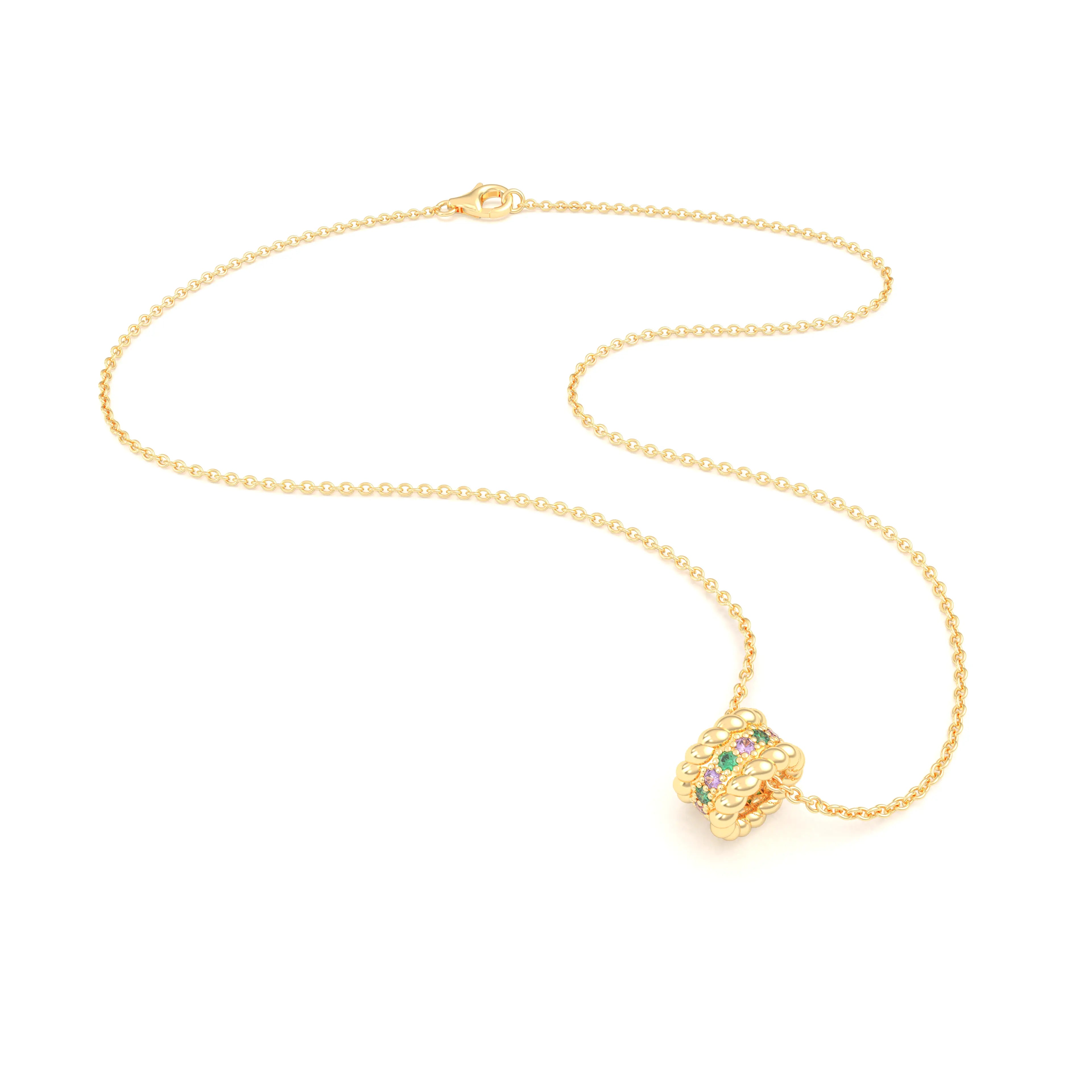 Collier Olympe en Or Jaune 18 Carats et Pierres Précieuses