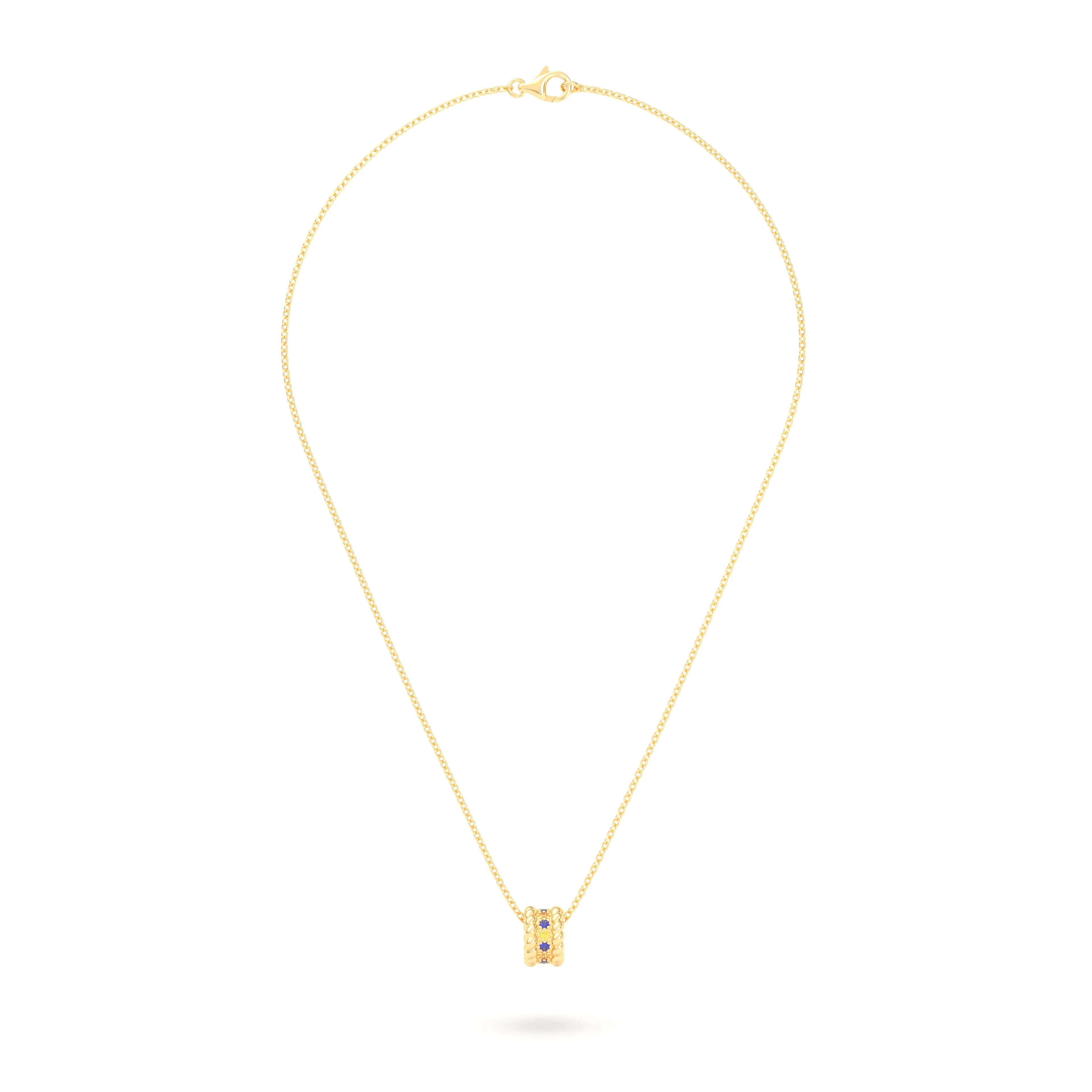 Collier Olympe en Or Jaune 18 Carats et Pierres Précieuses