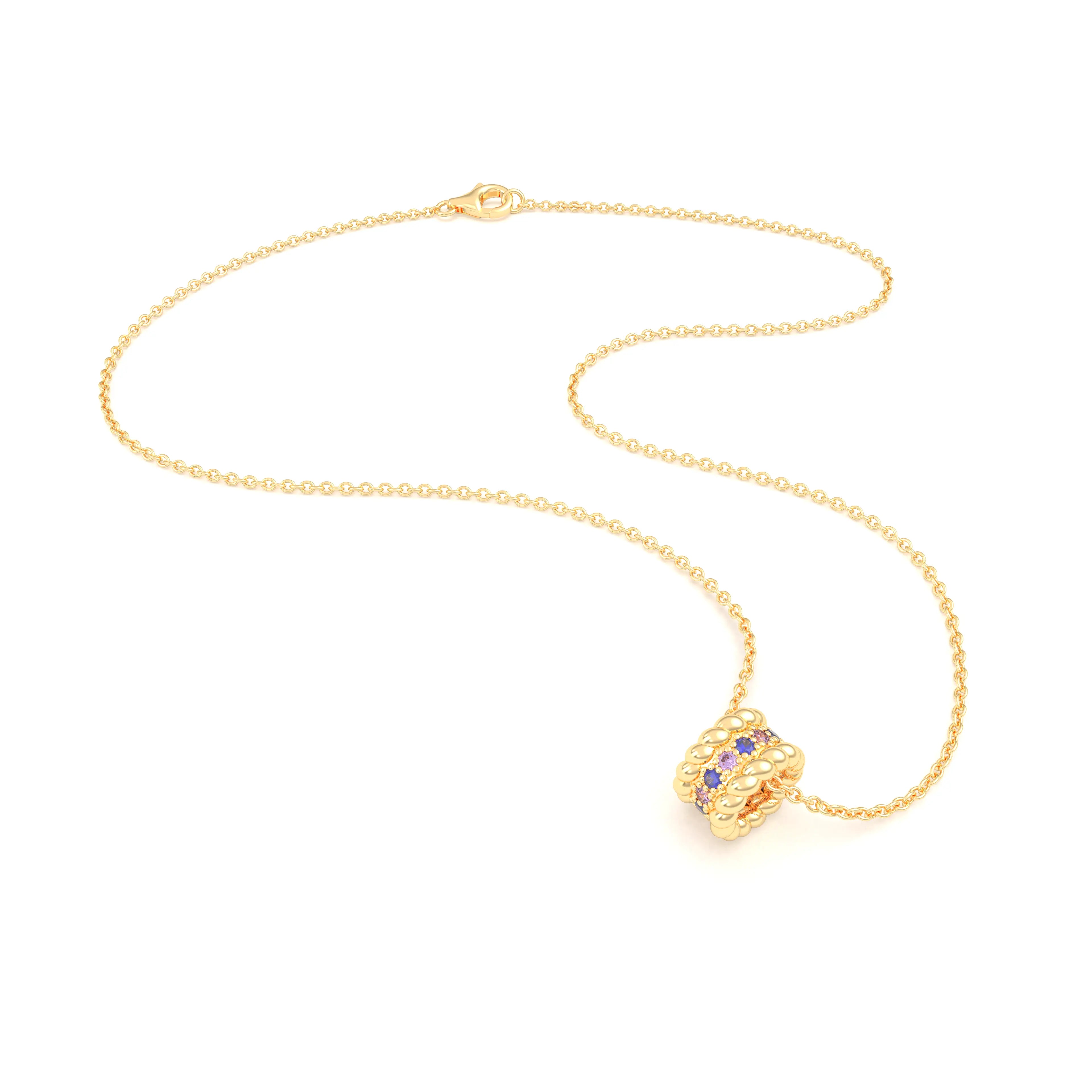 Collier Olympe en Or Jaune 18 Carats et Pierres Précieuses