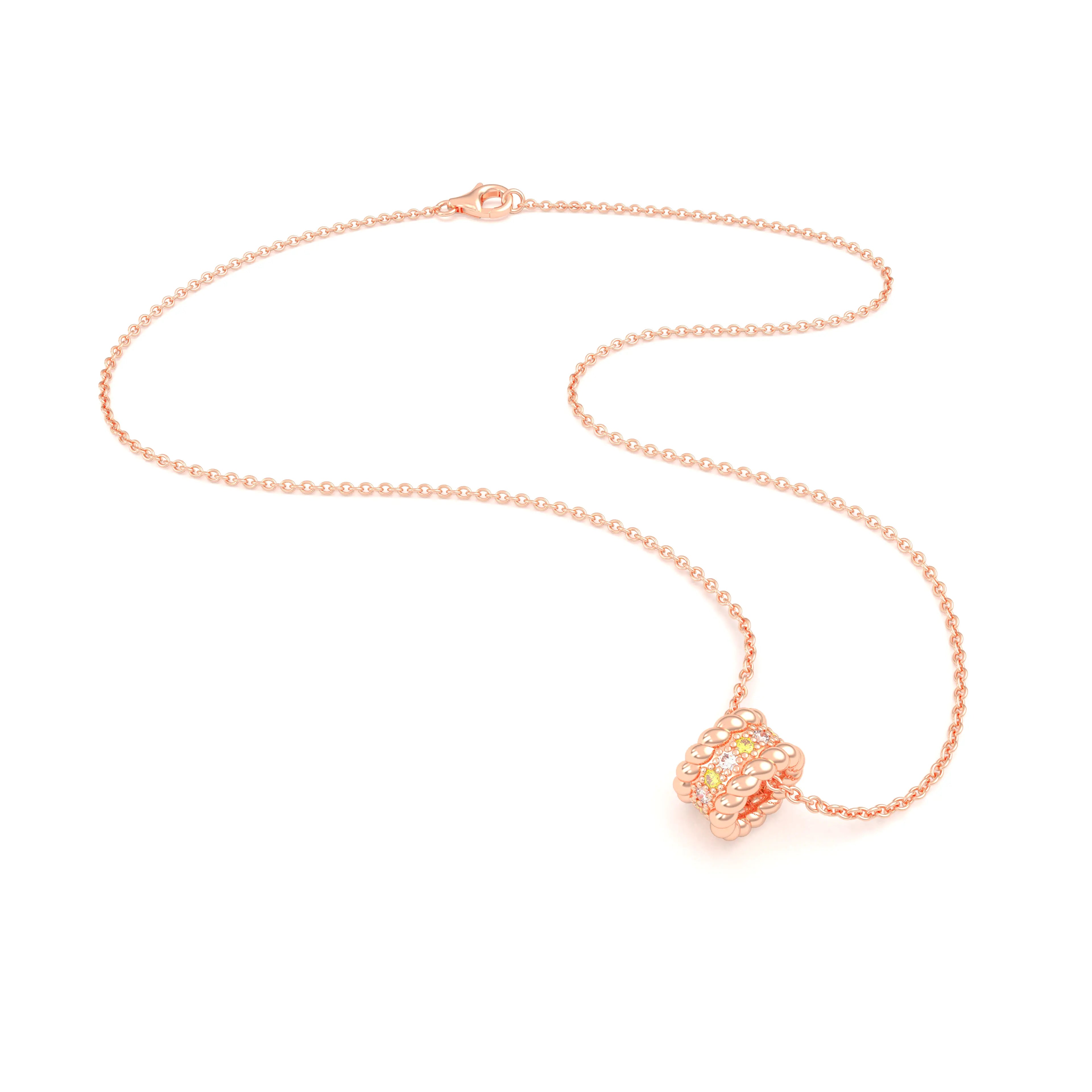 Collier Olympe en Or Rose 18 Carats et Pierres Précieuses