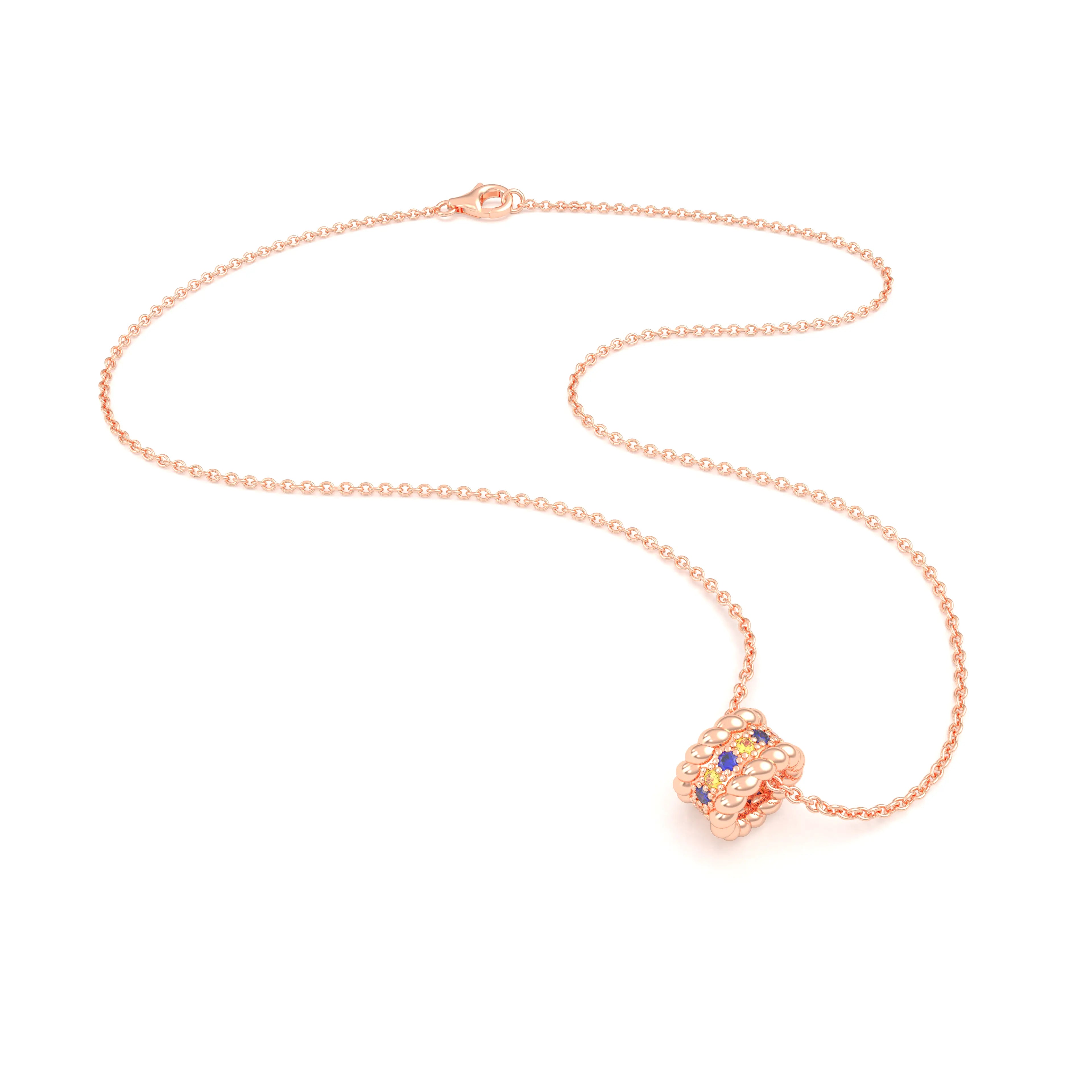Collier Olympe en Or Rose 18 Carats et Pierres Précieuses