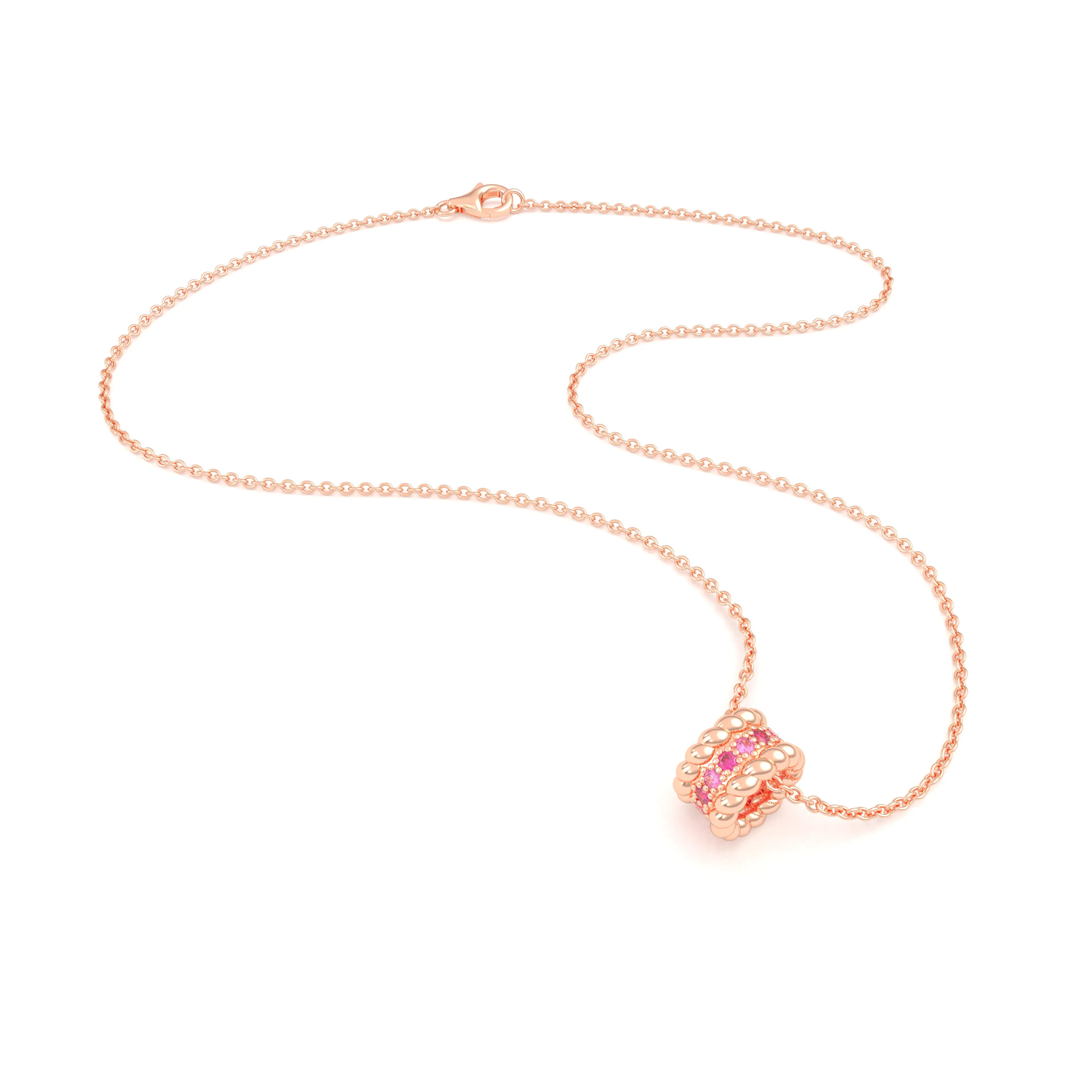 Collier Olympe en Or Rose 18 Carats et Pierres Précieuses