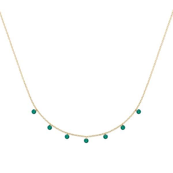 Collier pampilles vertes en plaqué or