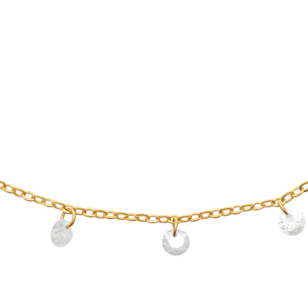 Collier pampilles de zircons en plaqué or