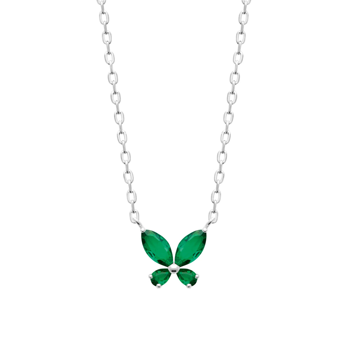 Collier papillon vert en argent 925