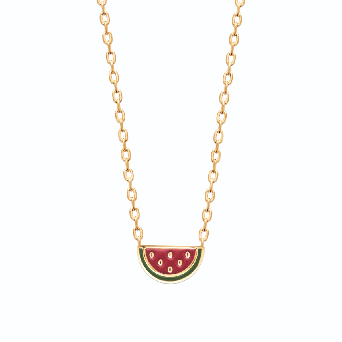Collier pastèque enfant en plaqué or, 37 cm