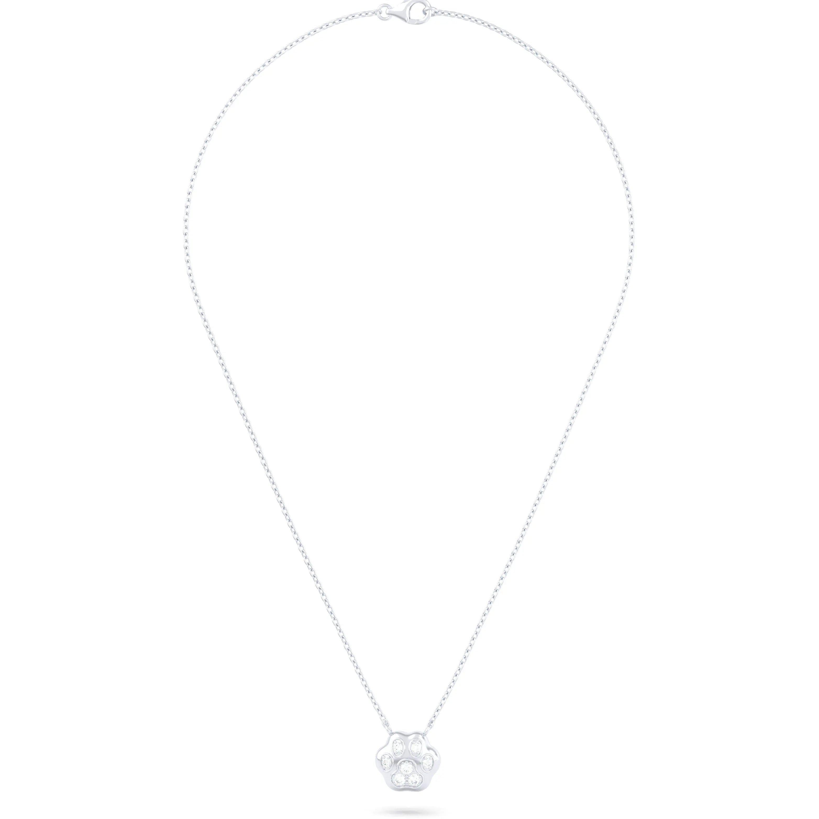 Collier Patte de Chat petit modèle en or blanc 18 carats et pierres précieuses au choix