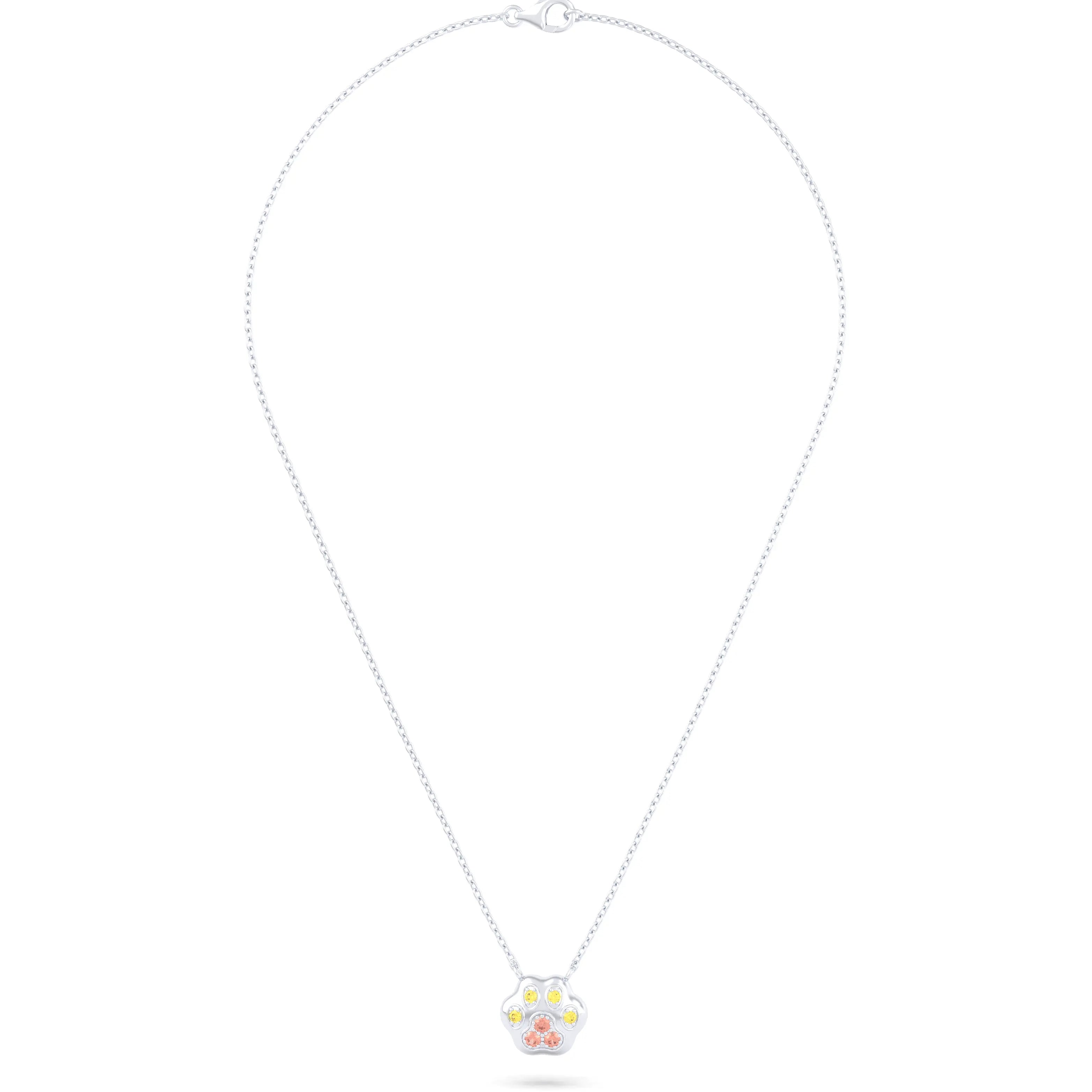 Collier Patte de Chat petit modèle en or blanc 18 carats et pierres précieuses au choix