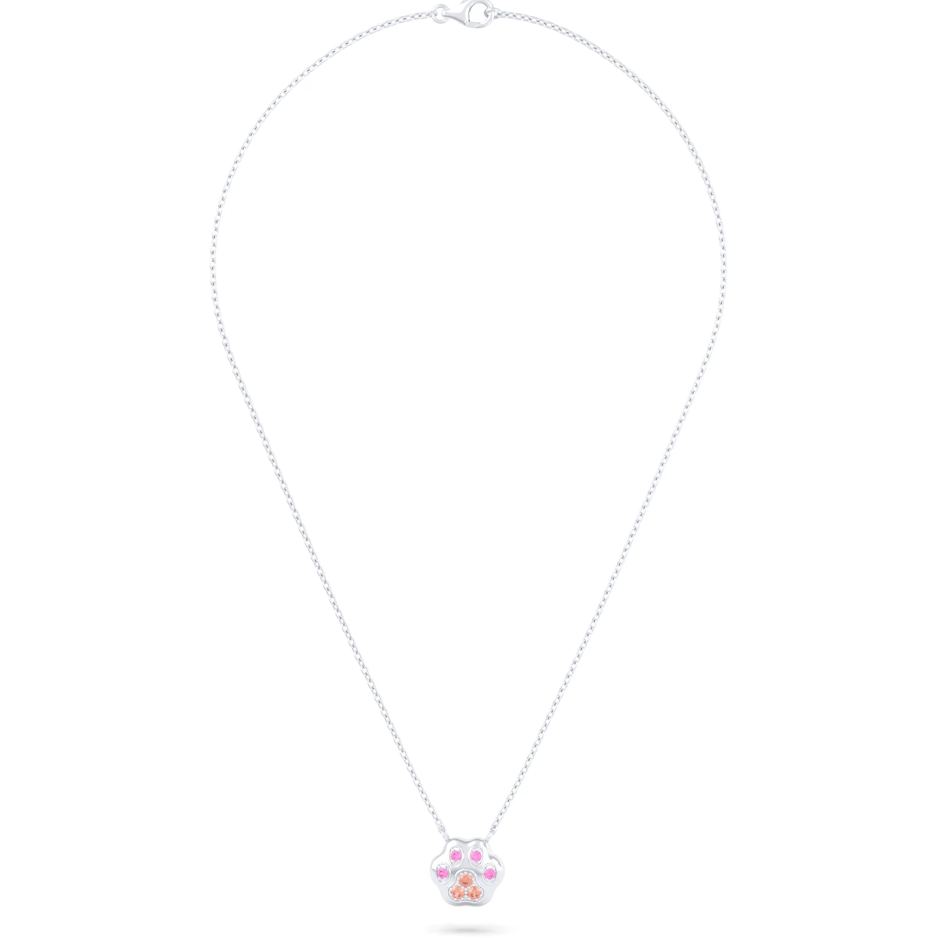 Collier Patte de Chat petit modèle en or blanc 18 carats et pierres précieuses au choix