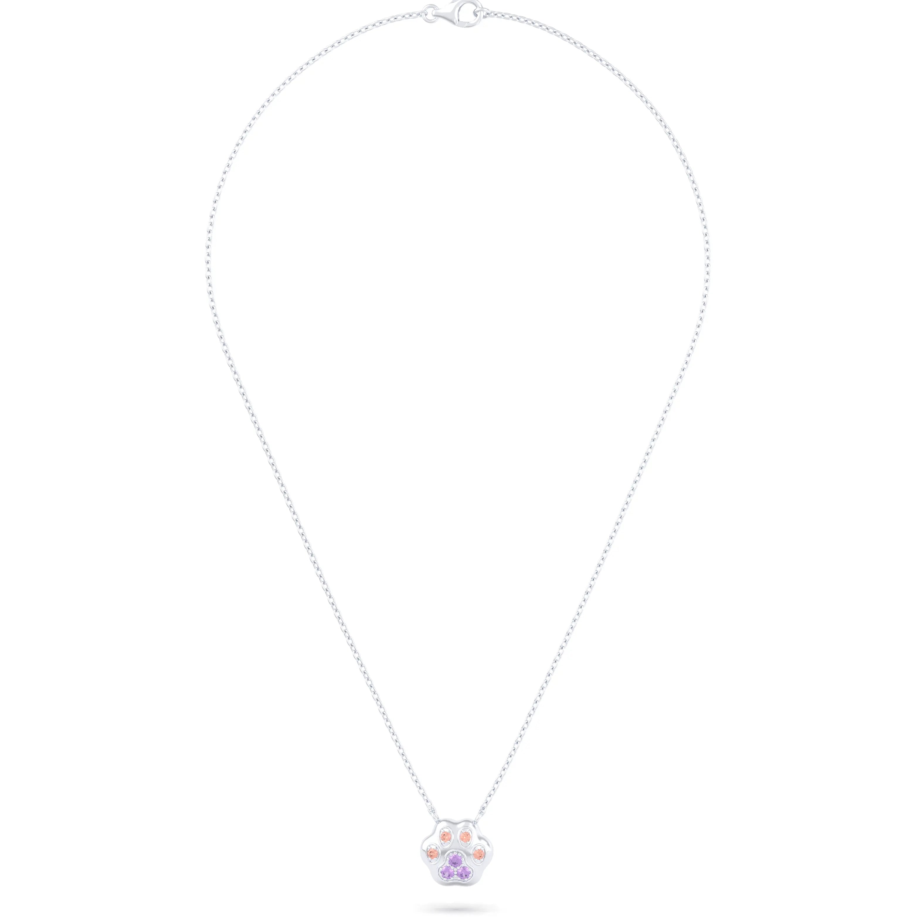 Collier Patte de Chat petit modèle en or blanc 18 carats et pierres précieuses au choix