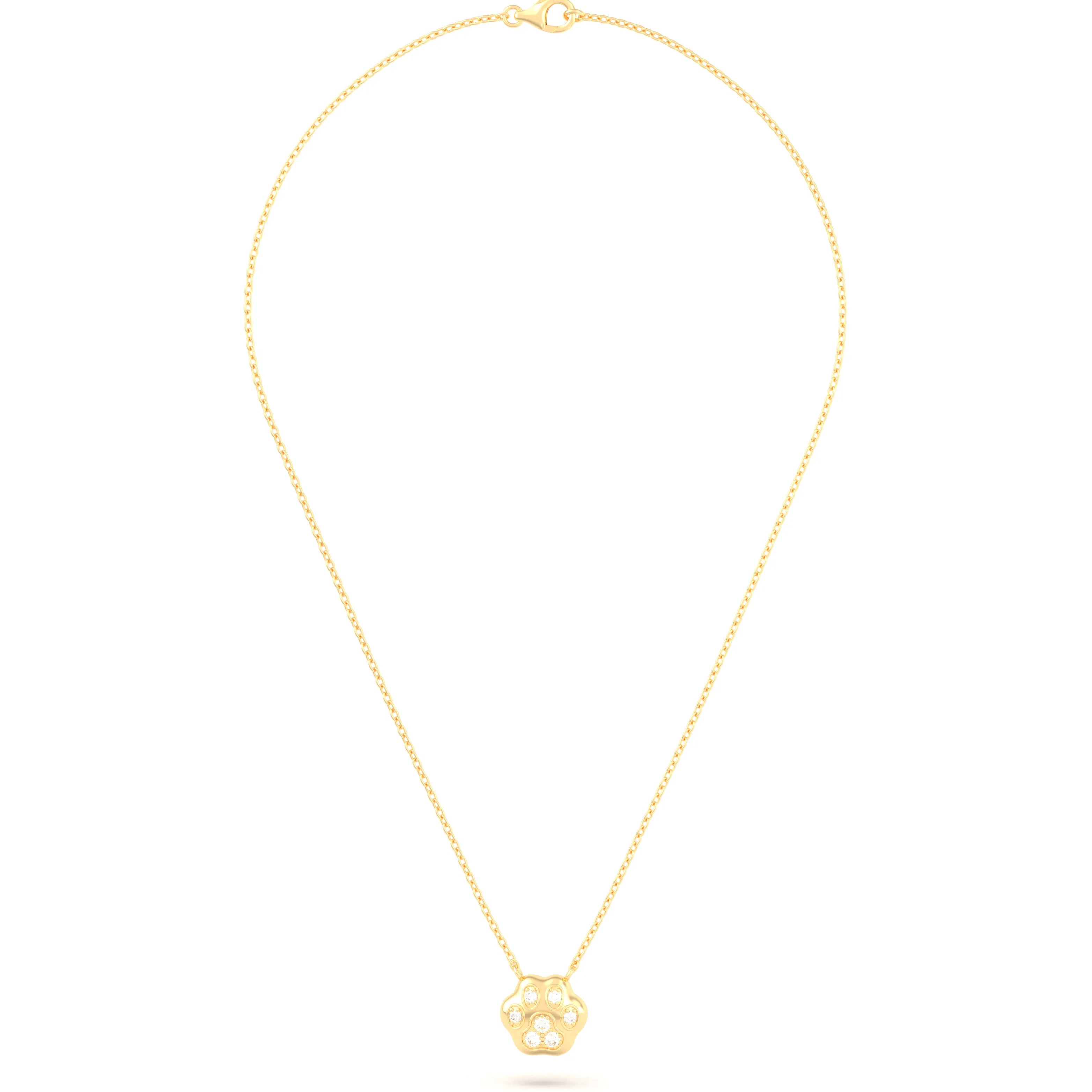 Collier Patte de Chat petit modèle en or jaune 18 carats et pierres précieuses au choix