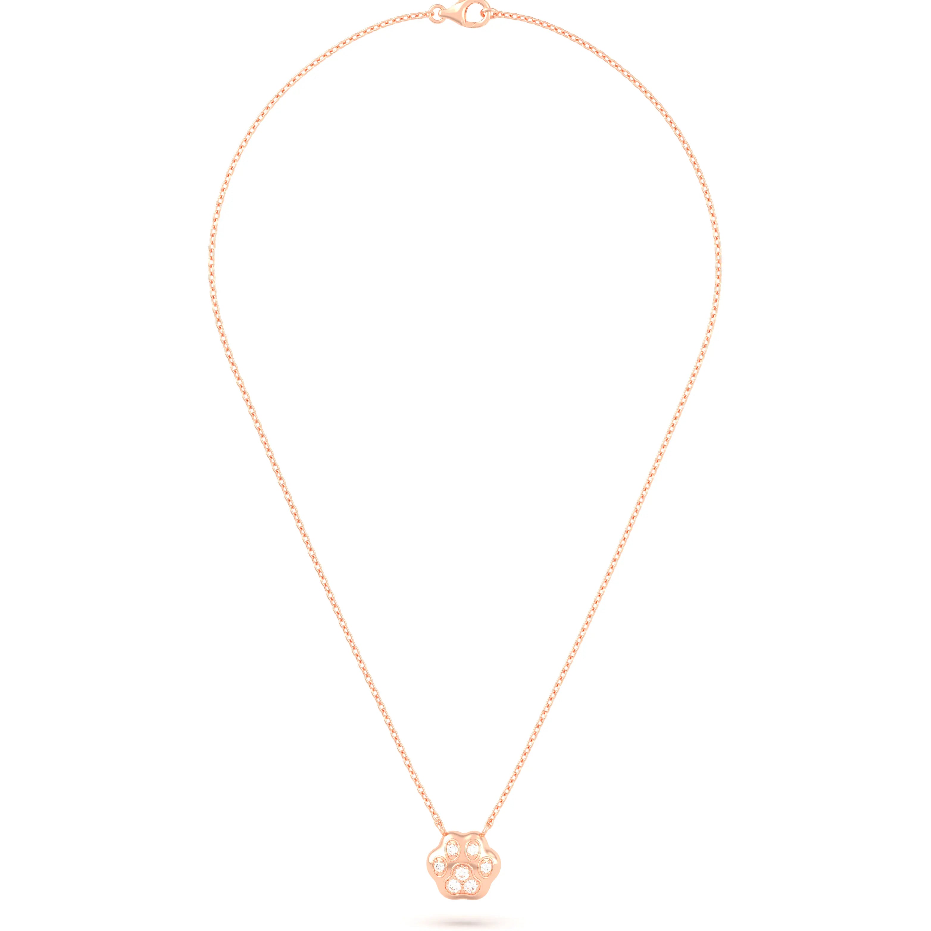 Collier Patte de Chat petit modèle en or rose 18 carats et pierres précieuses au choix