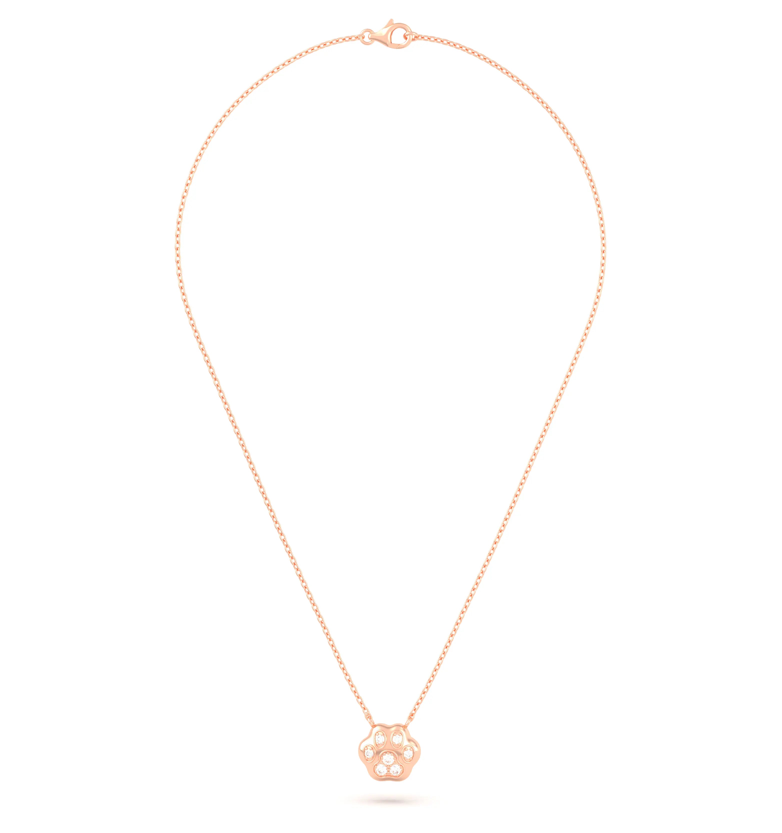 Collier Patte de Chat petit modèle en or rose 18 carats et pierres précieuses au choix