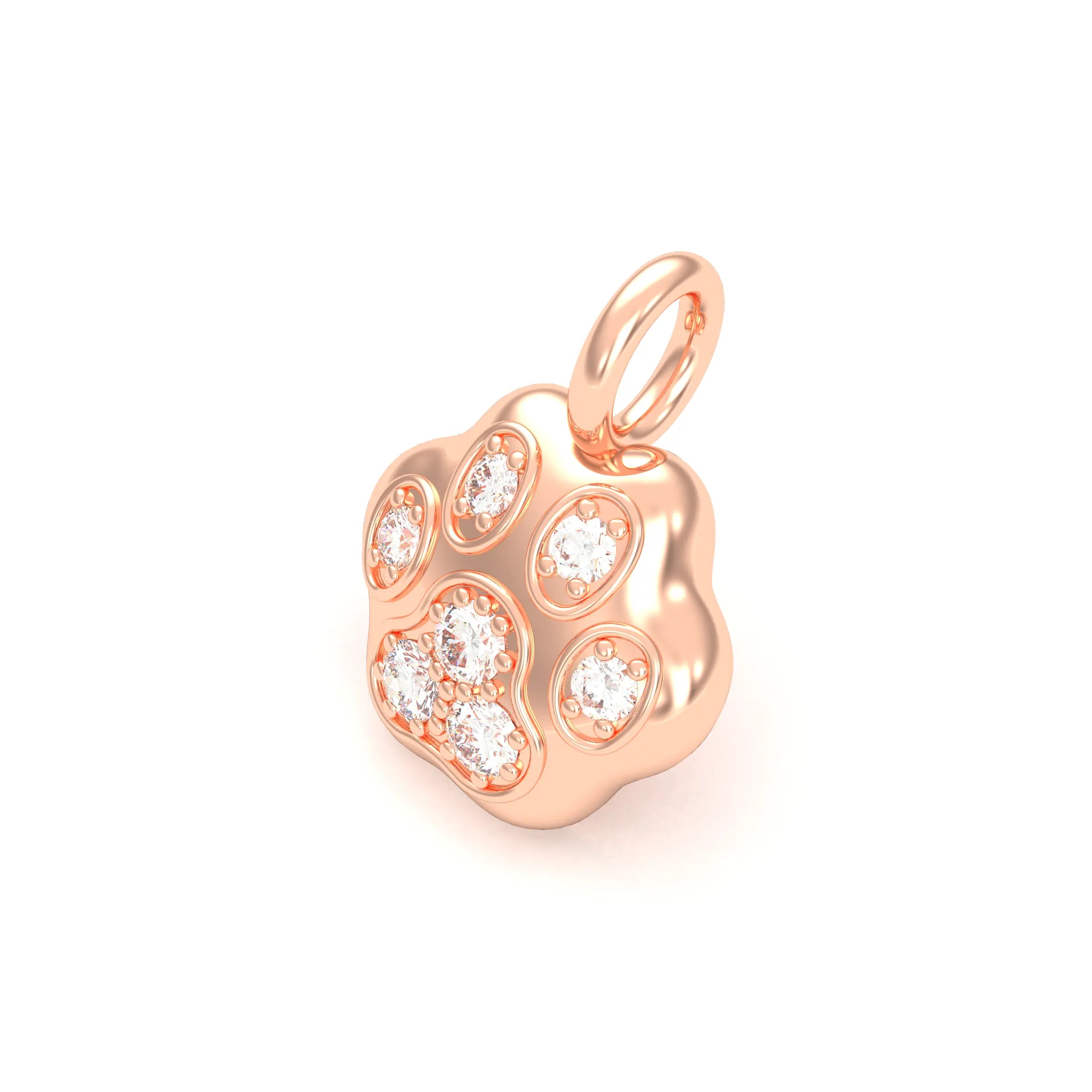 Collier Patte de Chat petit modèle en or rose 18 carats et pierres précieuses au choix Diamants blancs Pendentif seul
