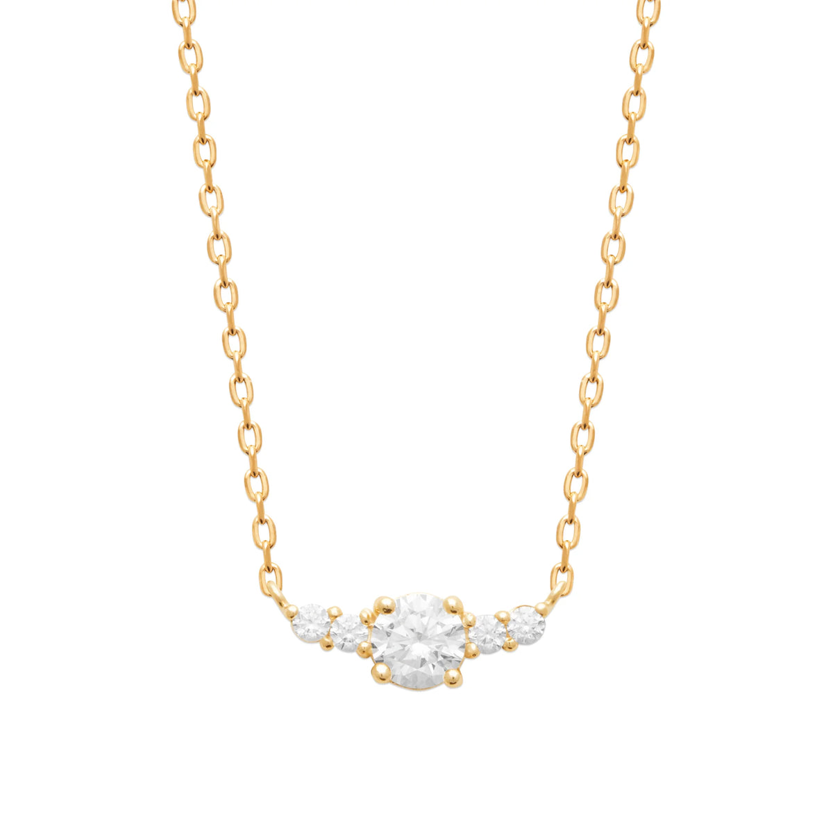 Collier pendentif horizontal de zircons en plaqué or
