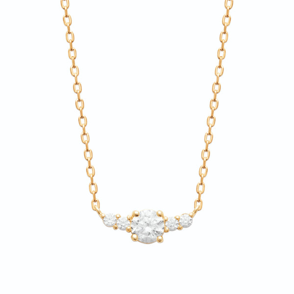 Collier pendentif horizontal de zircons en plaqué or