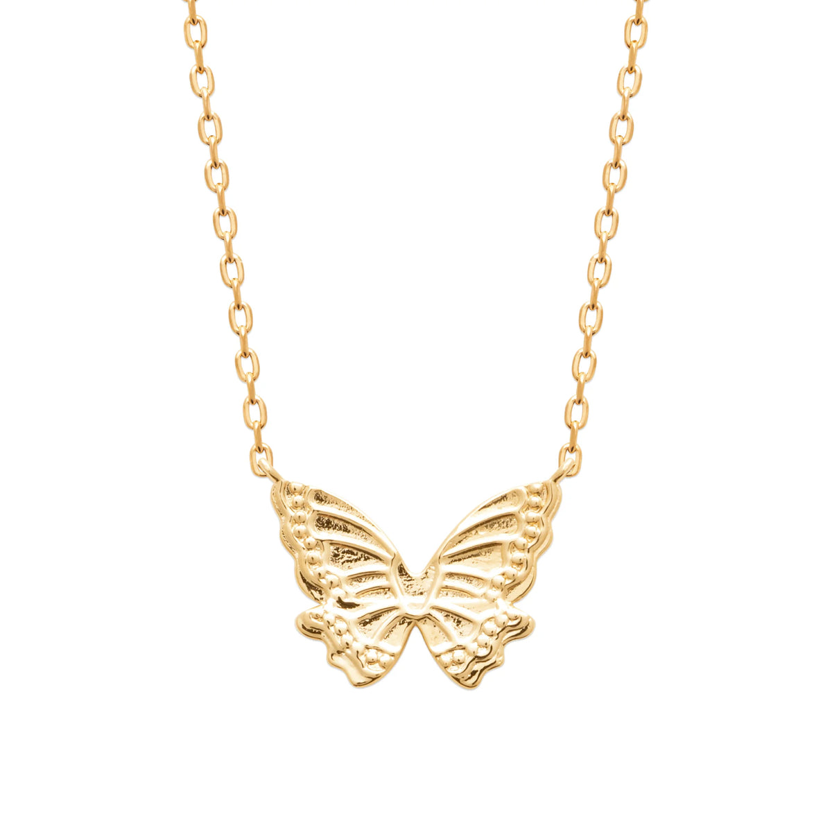 Collier pendentif papillon en plaqué or