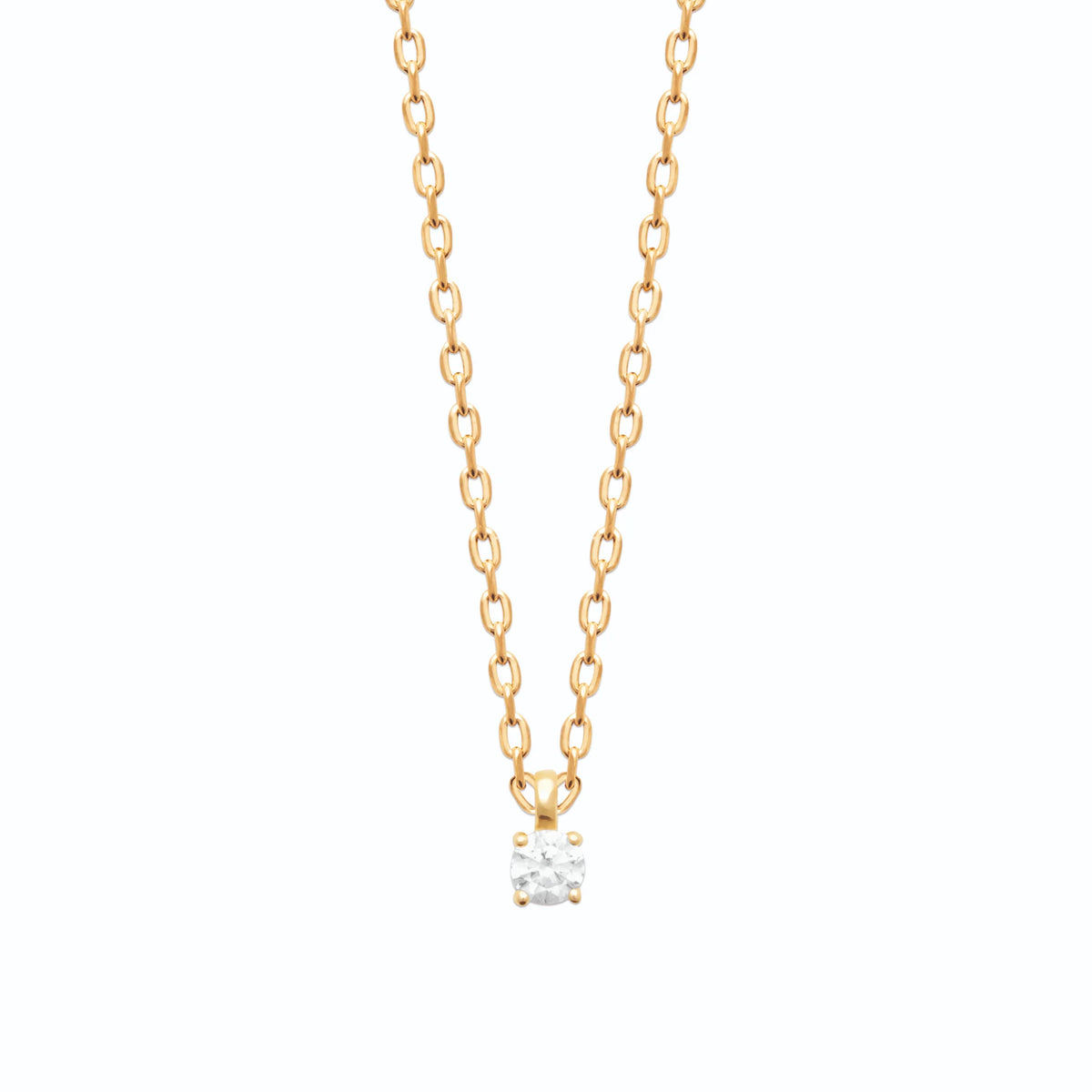 Collier pendentif zircon rectangulaire en plaqué or