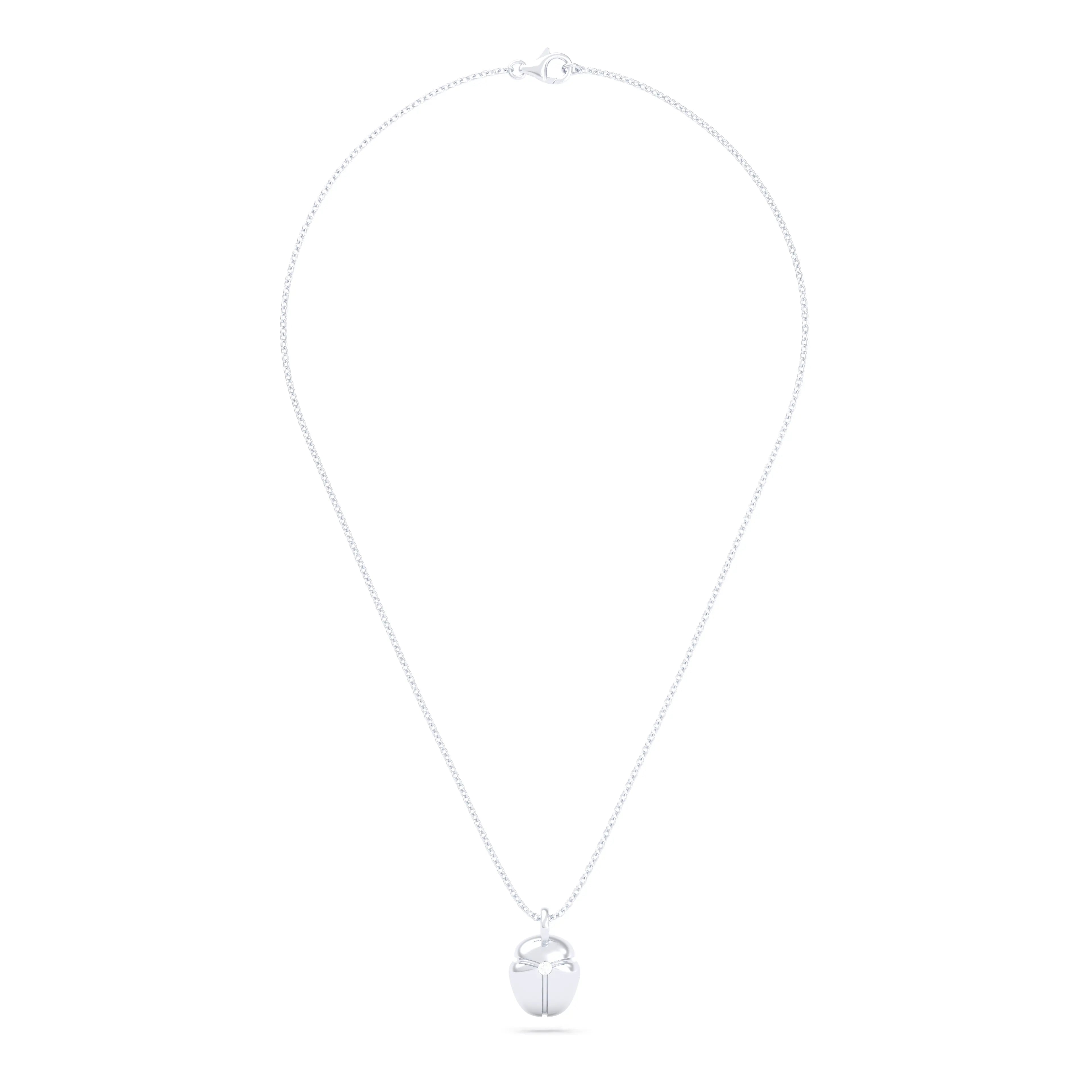 Collier Scarabée en or blanc 18 carats, pierre précieuse au choix