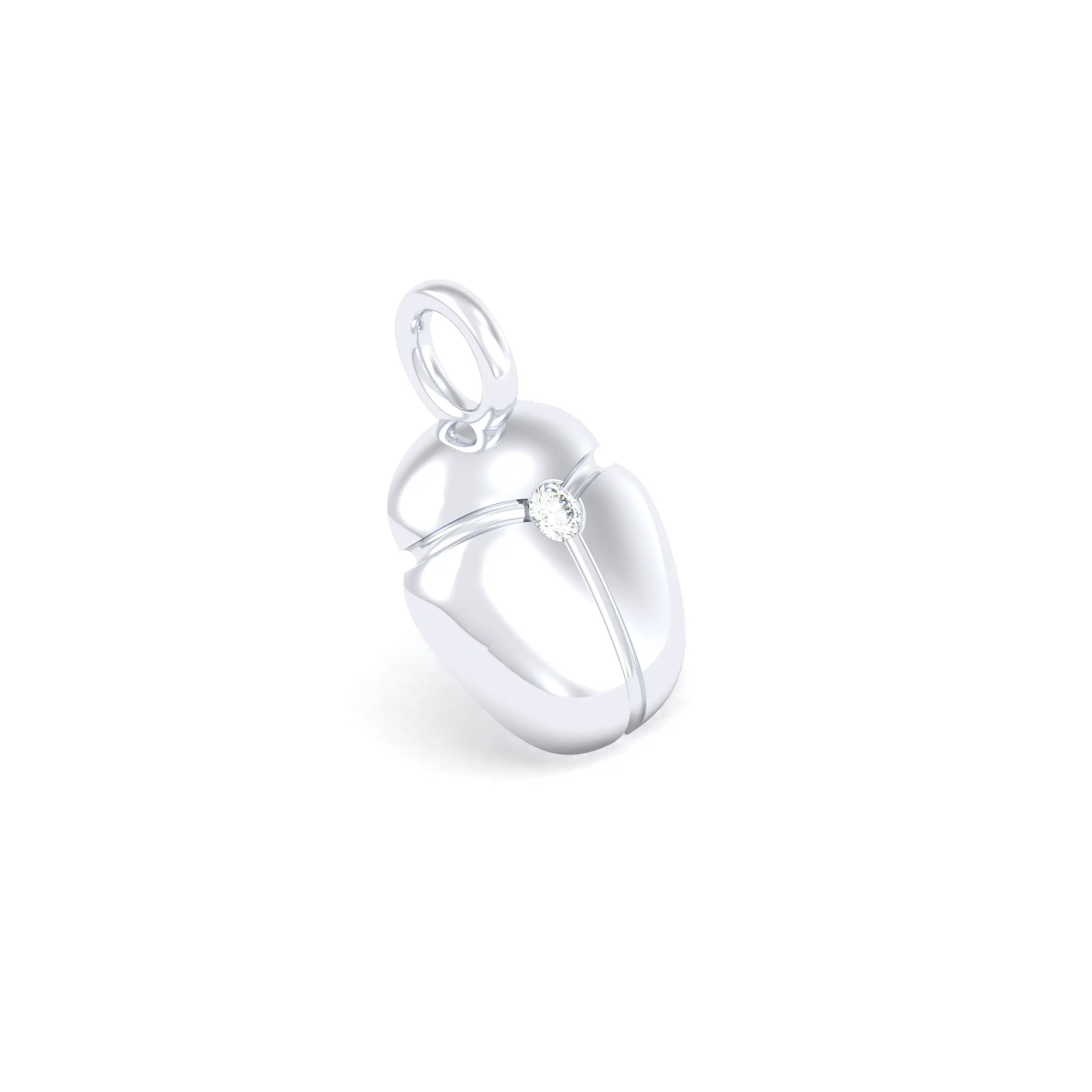 Collier Scarabée en or blanc 18 carats, pierre précieuse au choix Diamant Pendentif seul