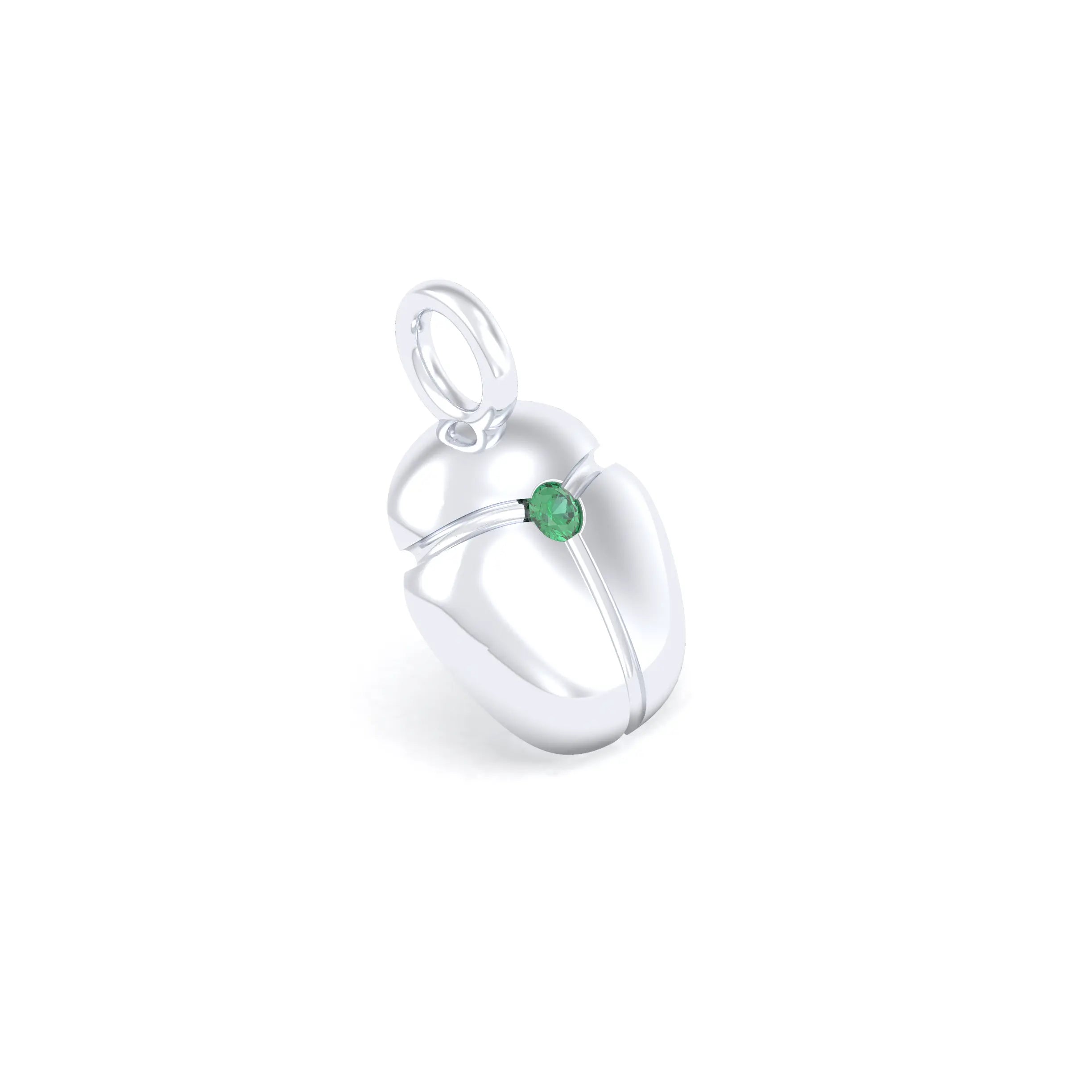 Collier Scarabée en or blanc 18 carats, pierre précieuse au choix Emeraude Pendentif seul