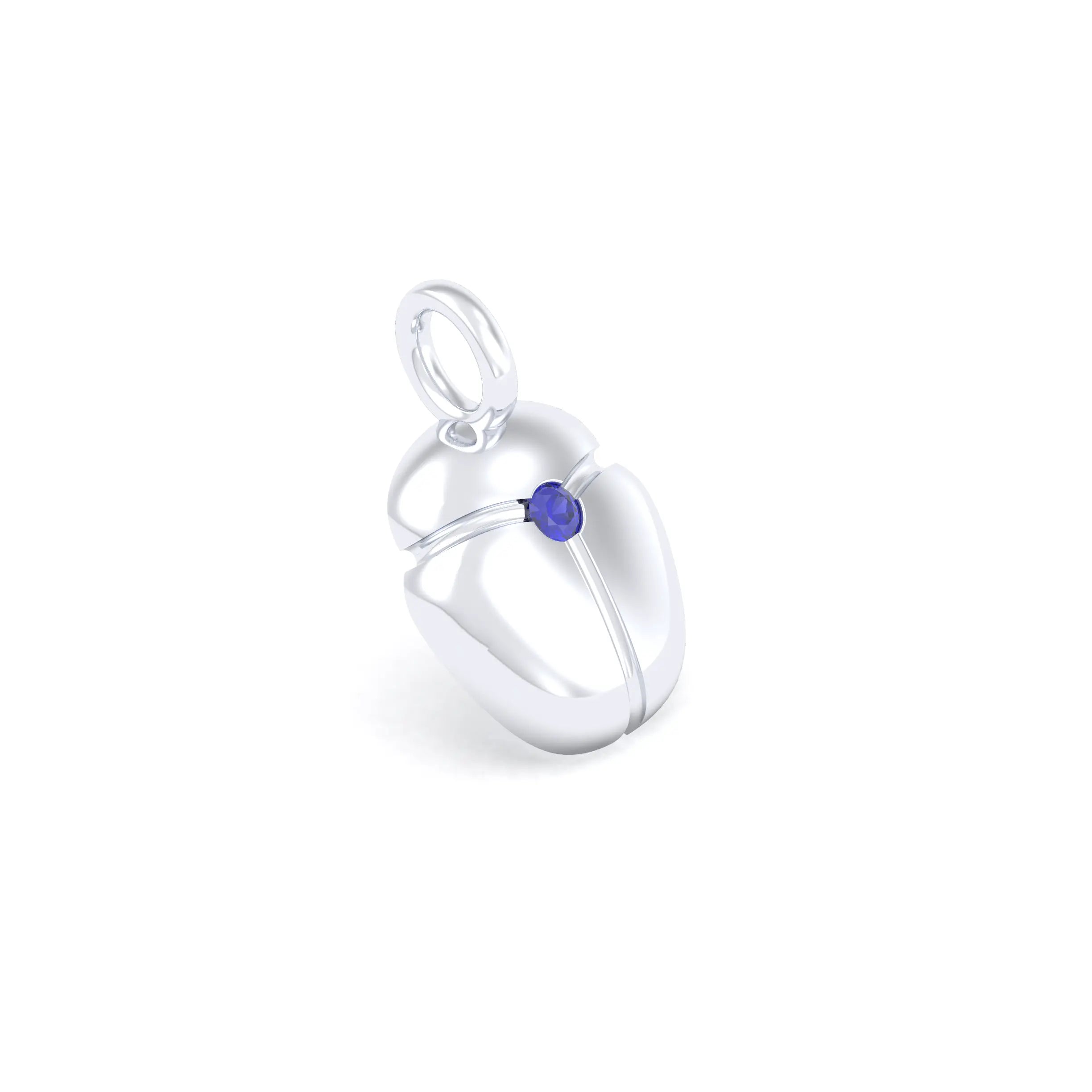 Collier Scarabée en or blanc 18 carats, pierre précieuse au choix Saphir bleu Pendentif seul