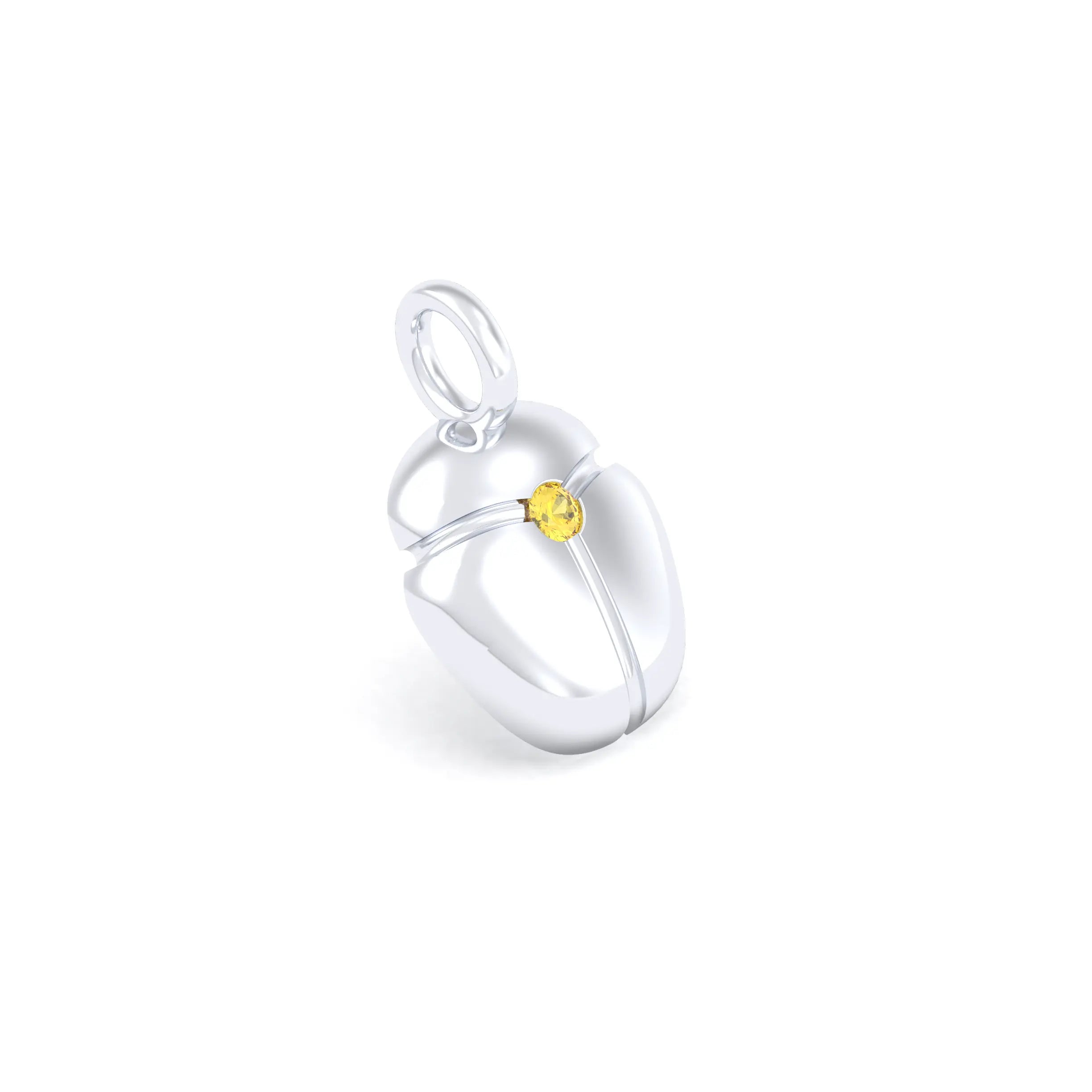 Collier Scarabée en or blanc 18 carats, pierre précieuse au choix Saphir jaune Pendentif seul