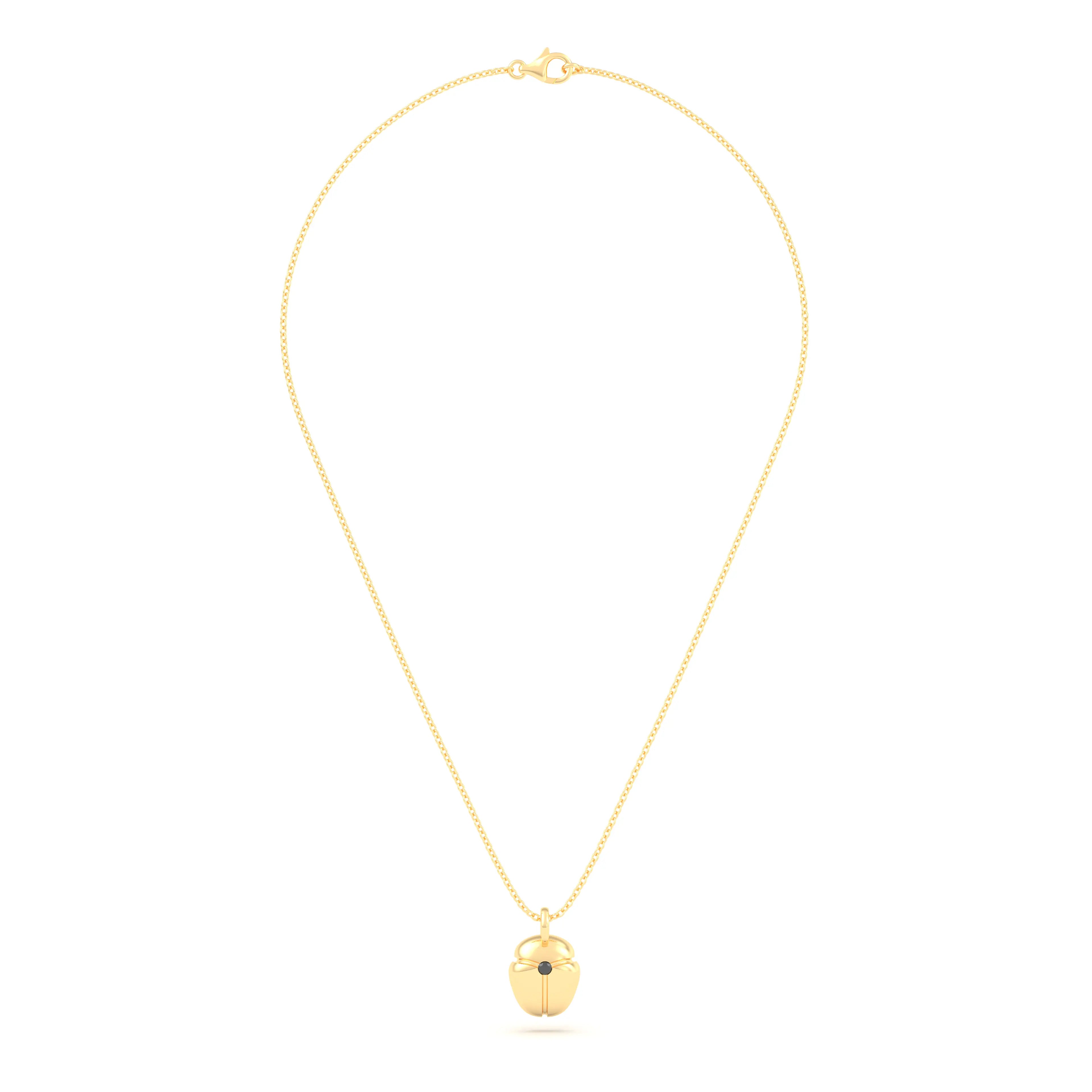 Collier Scarabée en or jaune 18 carats, pierre précieuse au choix