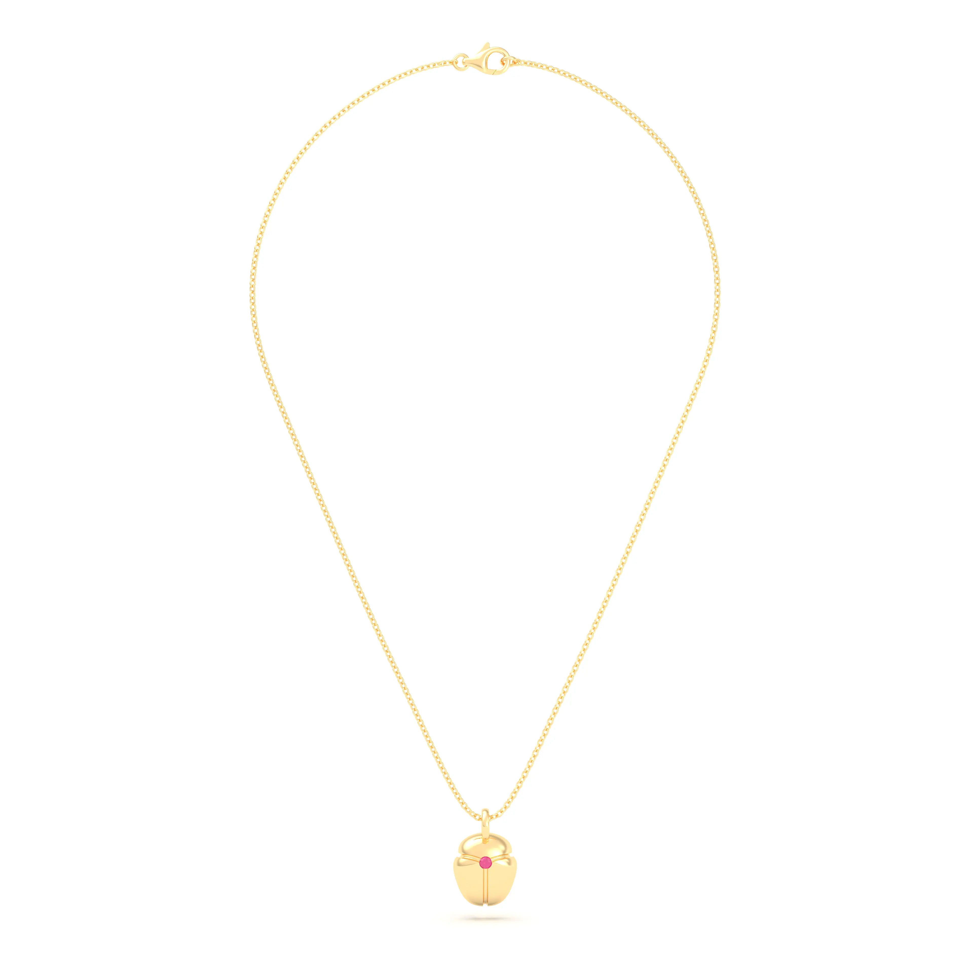 Collier Scarabée en or jaune 18 carats, pierre précieuse au choix