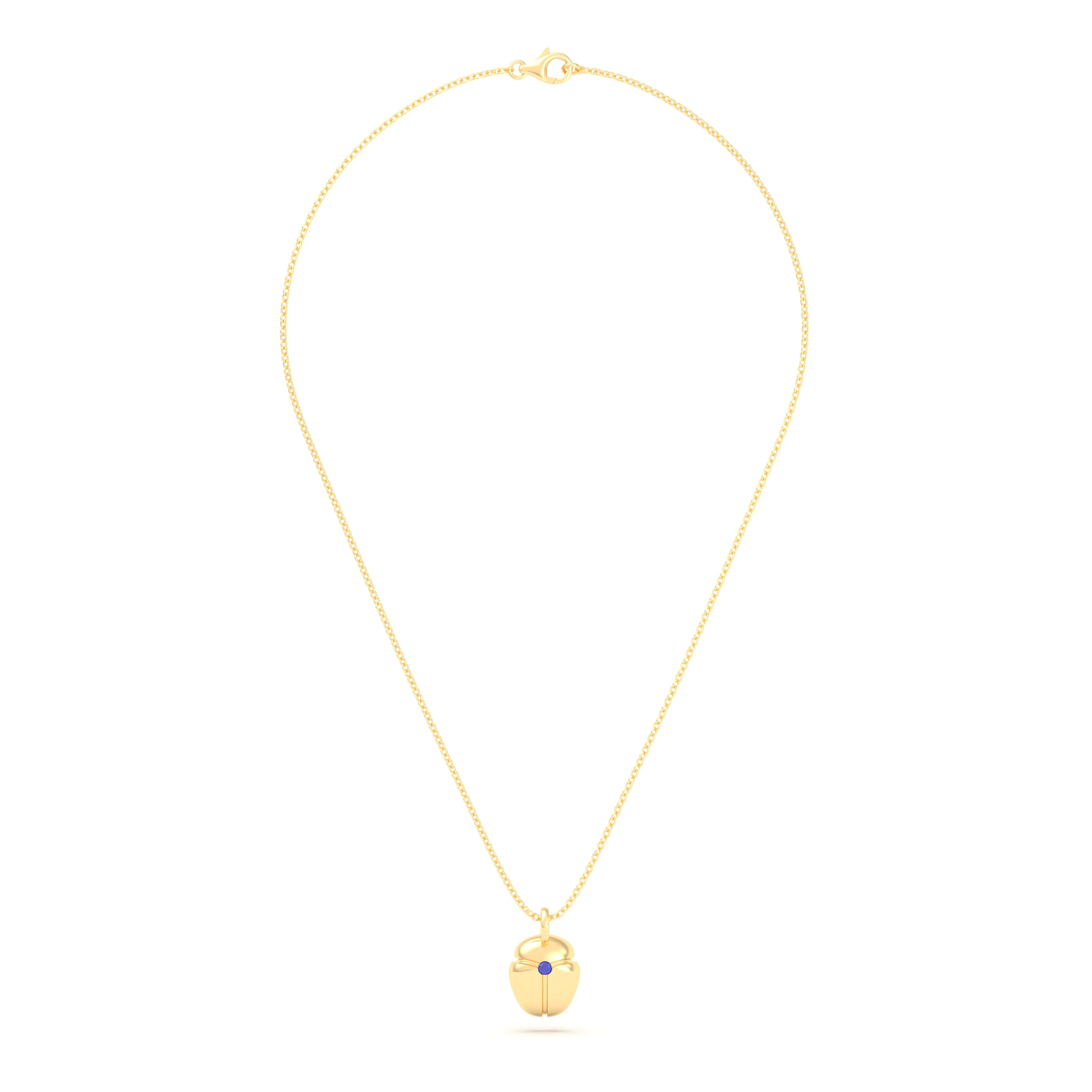 Collier Scarabée en or jaune 18 carats, pierre précieuse au choix