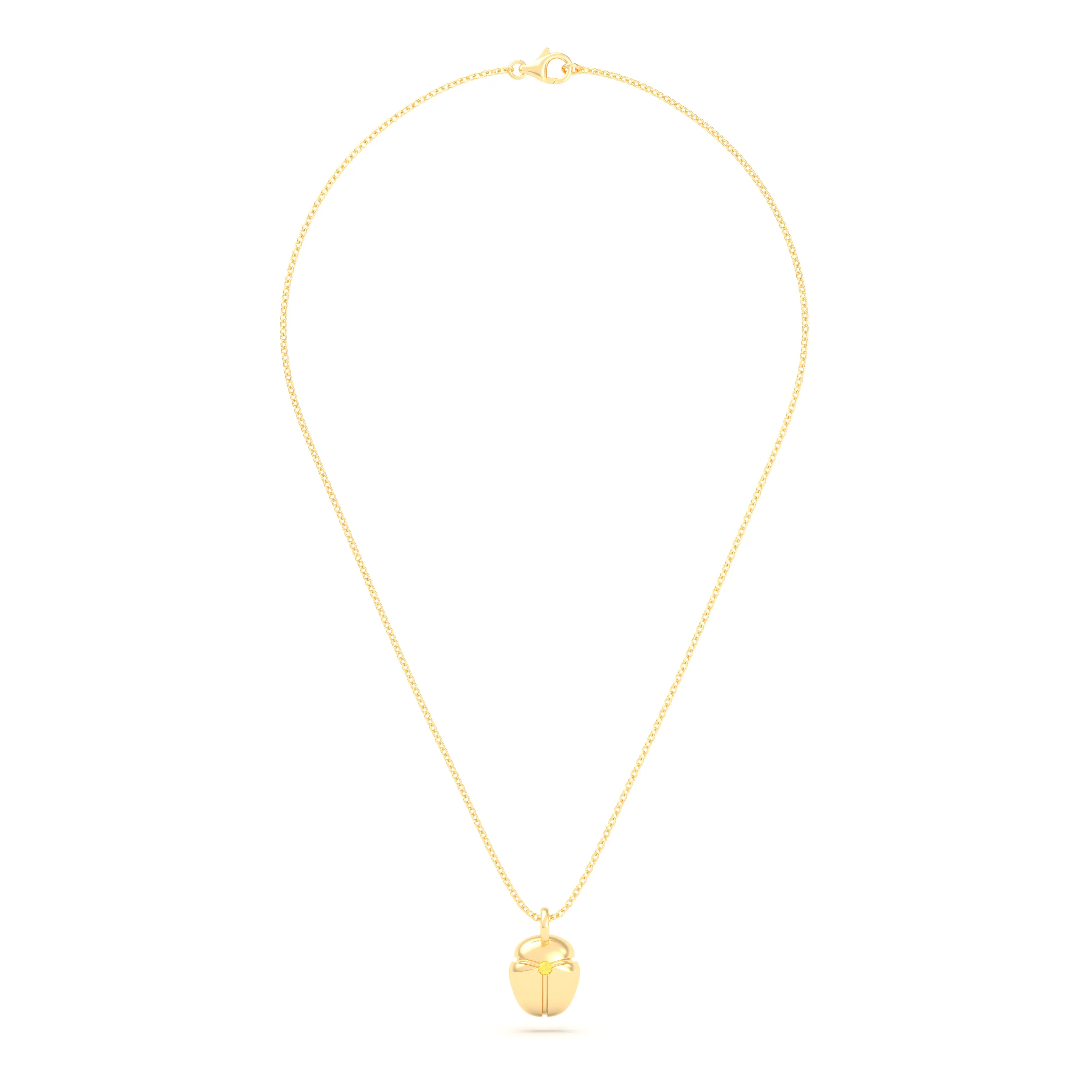 Collier Scarabée en or jaune 18 carats, pierre précieuse au choix