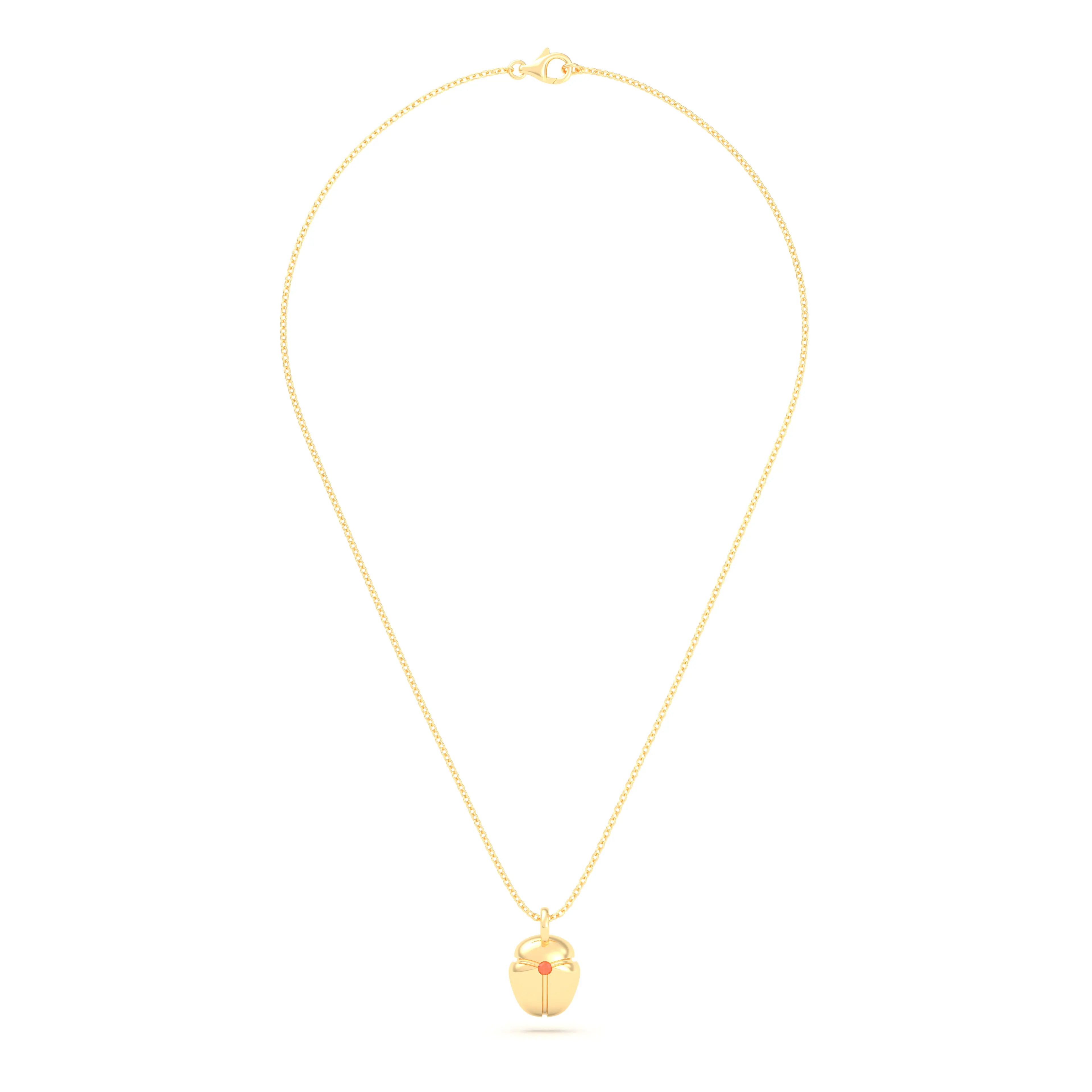 Collier Scarabée en or jaune 18 carats, pierre précieuse au choix
