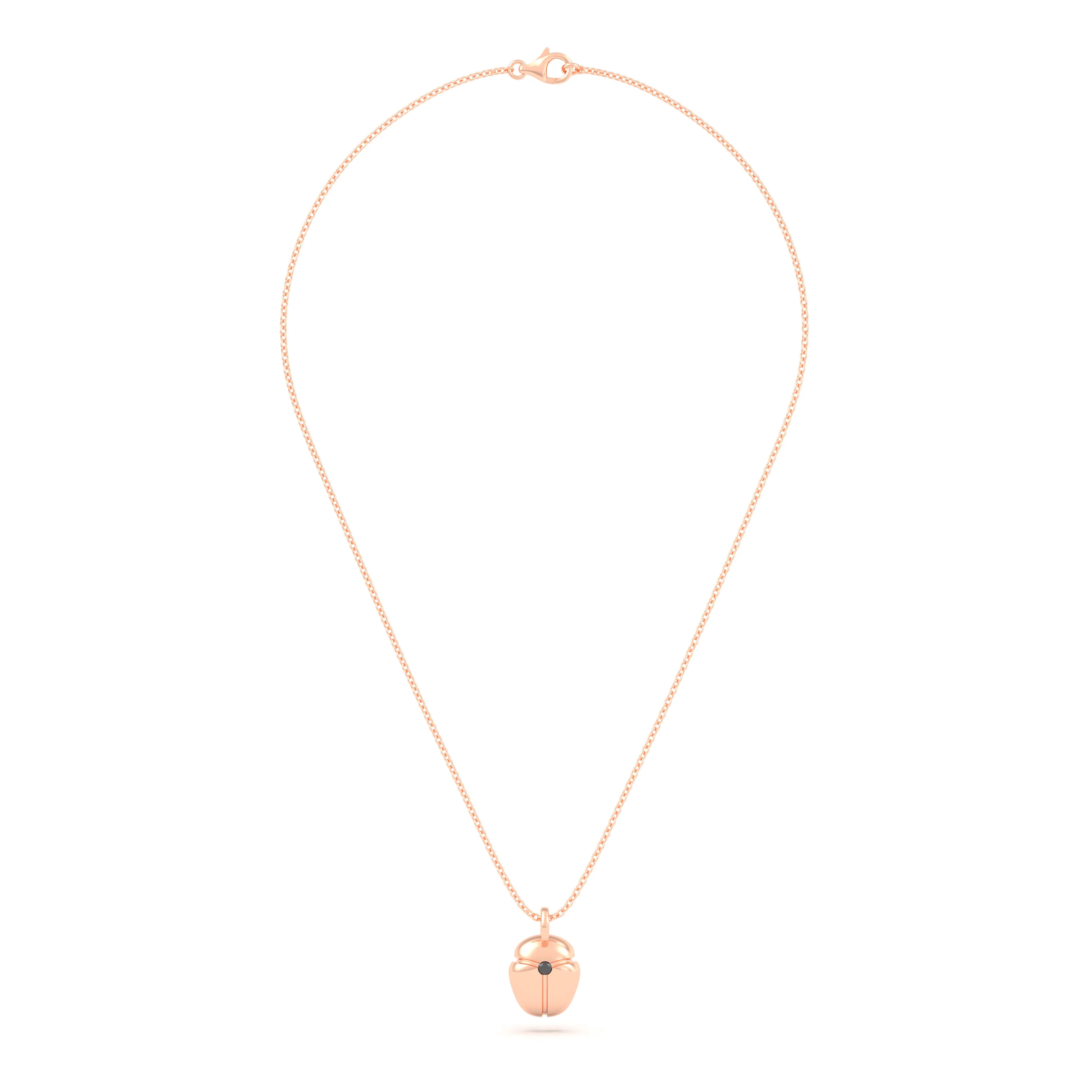 Collier Scarabée en or rose 18 carats, pierre précieuse au choix