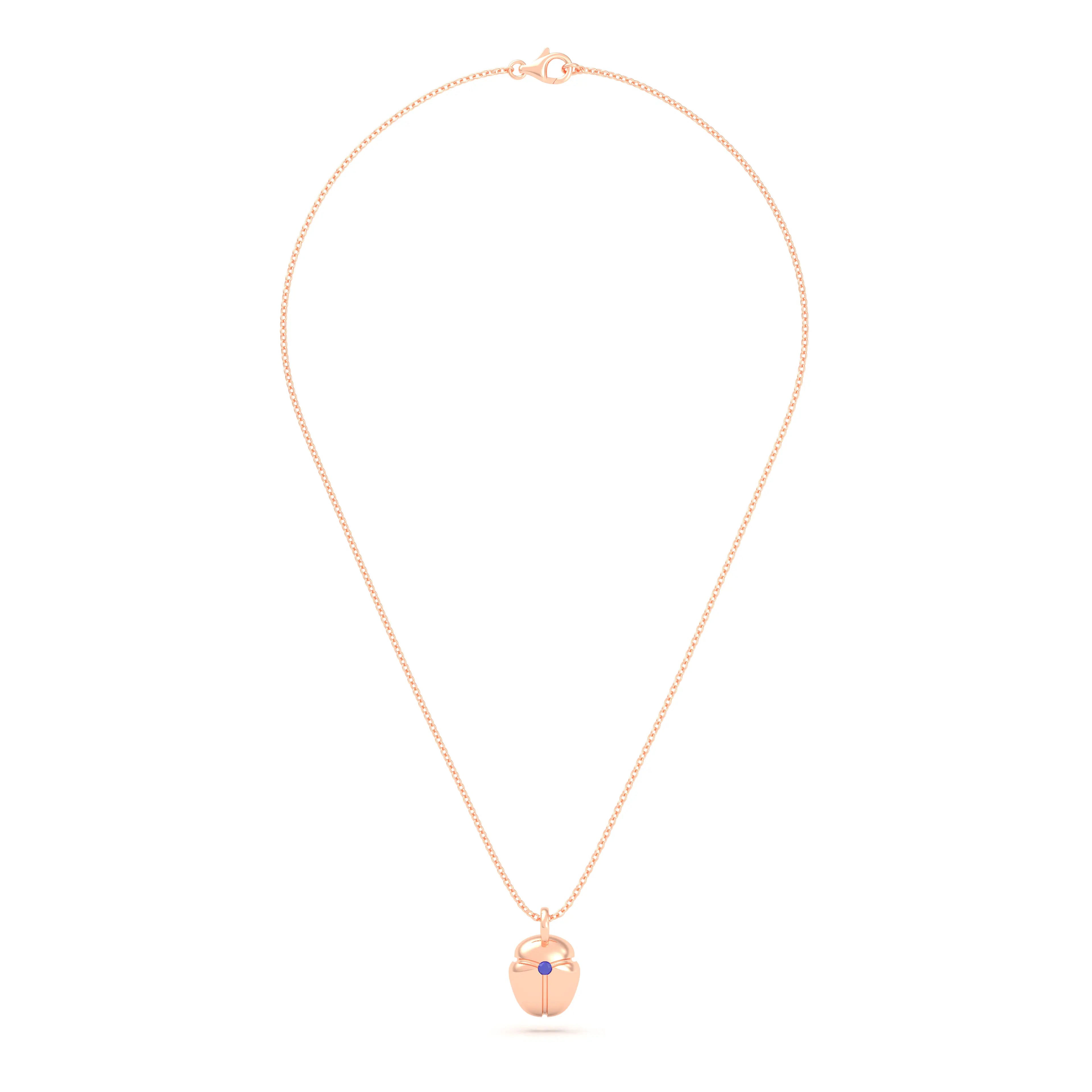 Collier Scarabée en or rose 18 carats, pierre précieuse au choix