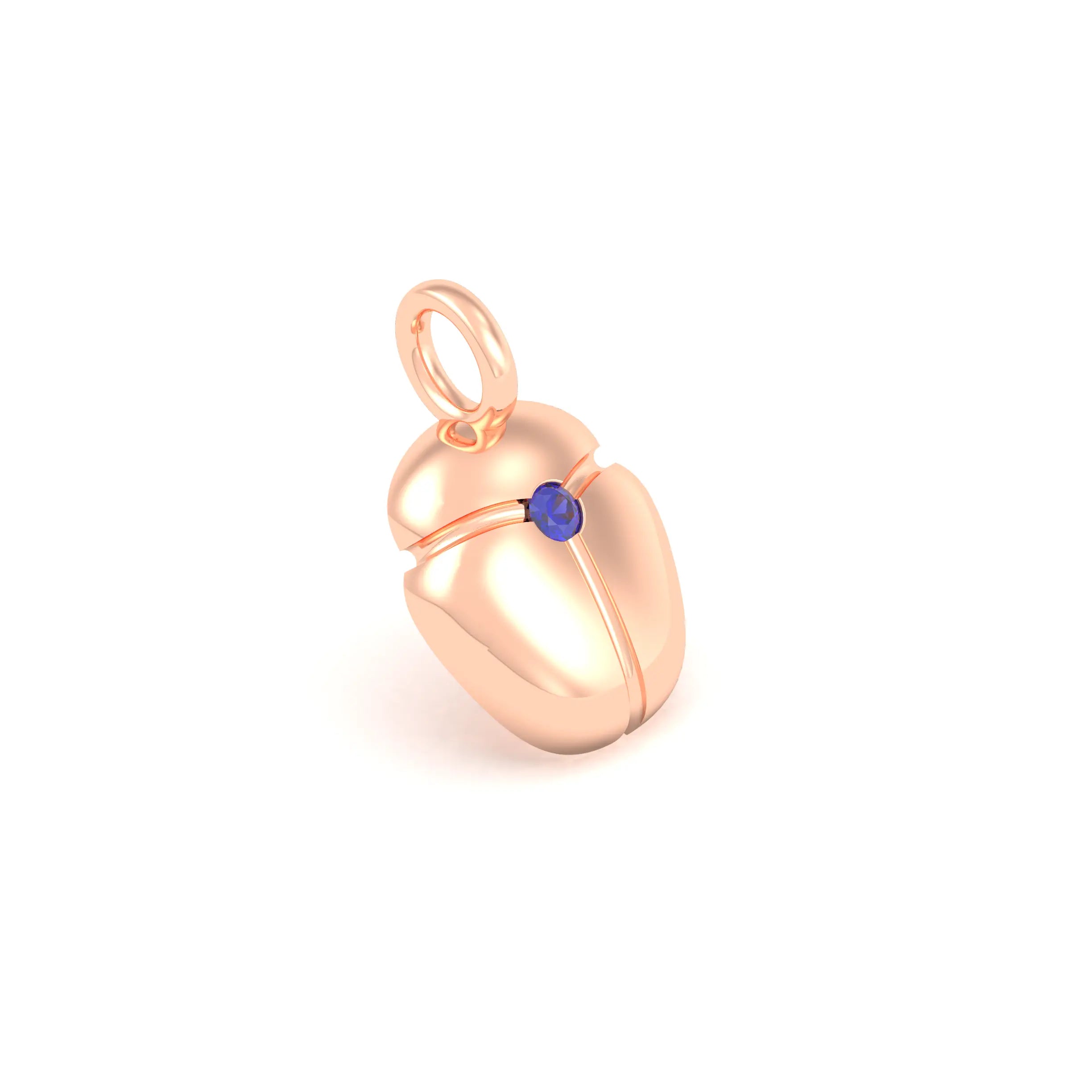 Collier Scarabée en or rose 18 carats, pierre précieuse au choix Saphir bleu Pendentif seul