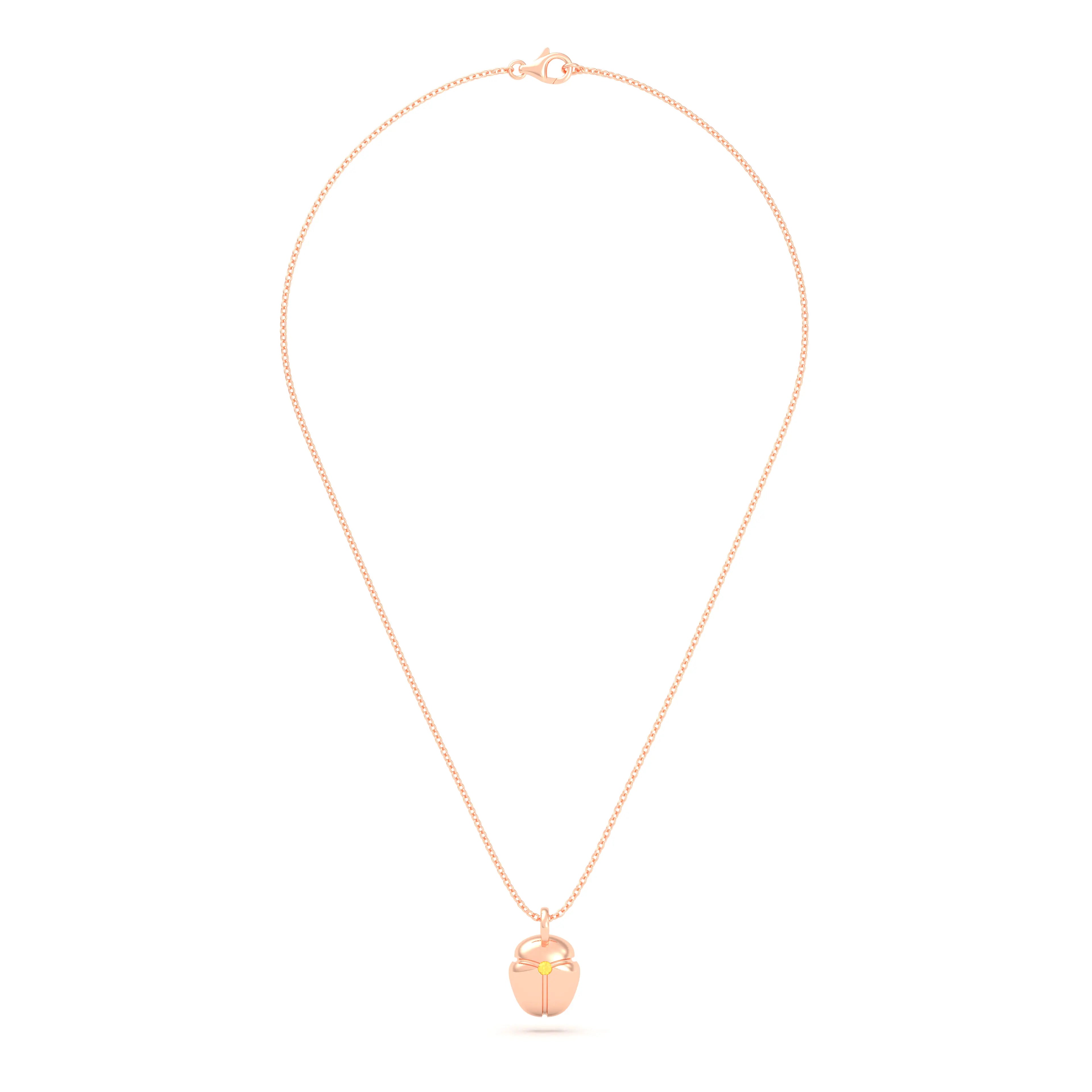 Collier Scarabée en or rose 18 carats, pierre précieuse au choix