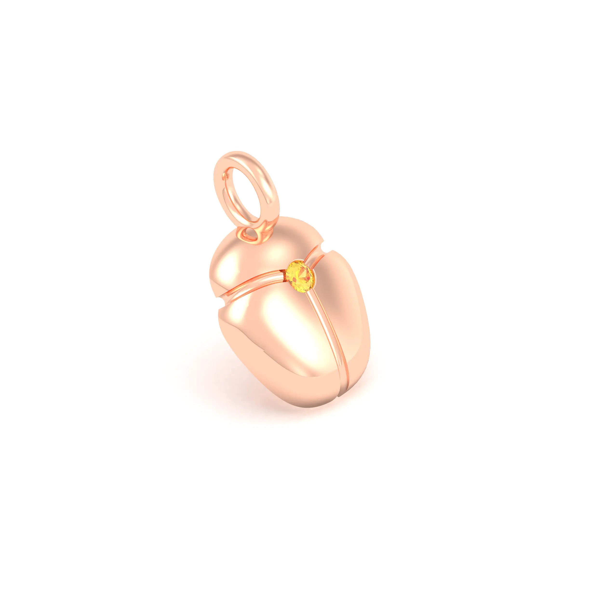 Collier Scarabée en or rose 18 carats, pierre précieuse au choix Saphir jaune Pendentif seul