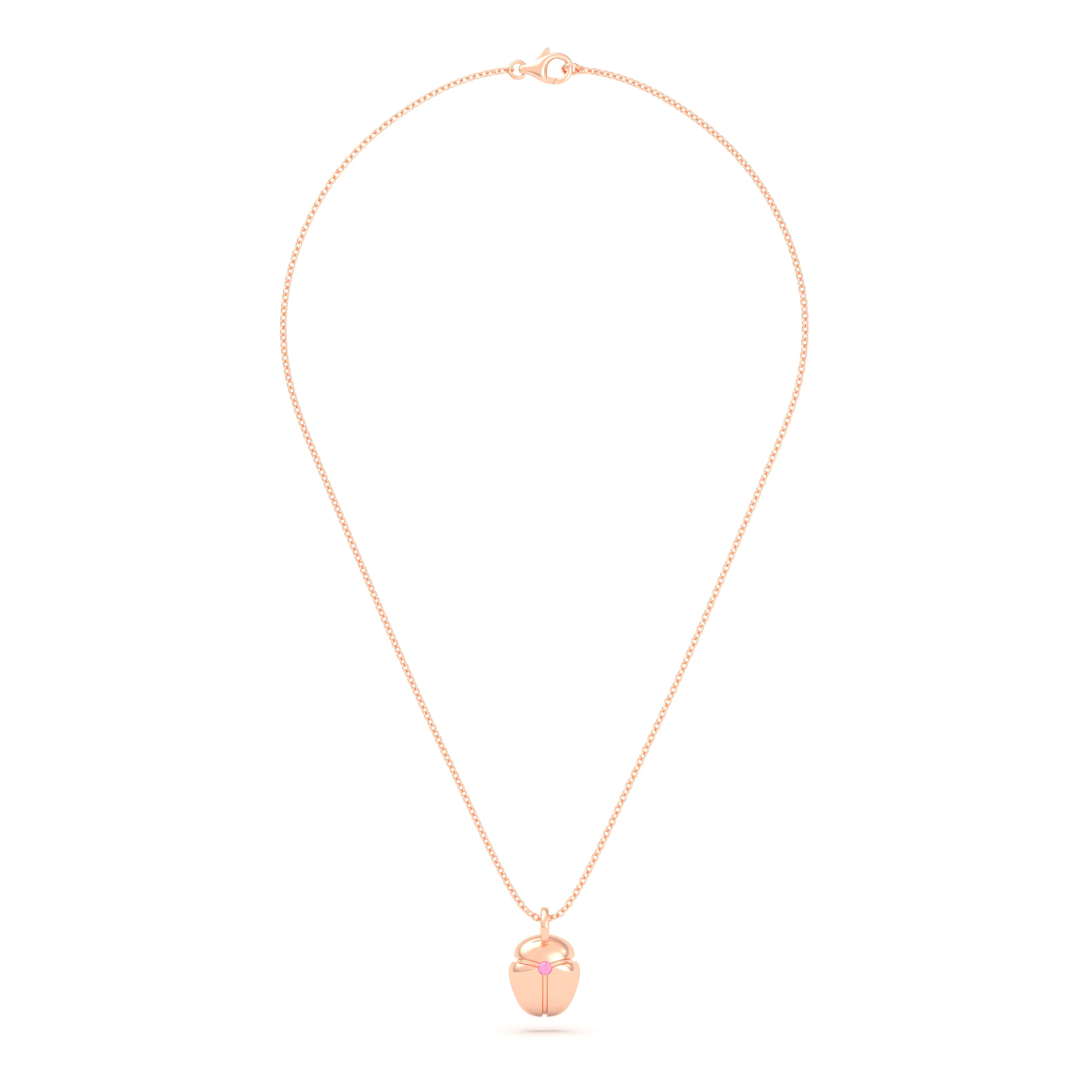 Collier Scarabée en or rose 18 carats, pierre précieuse au choix