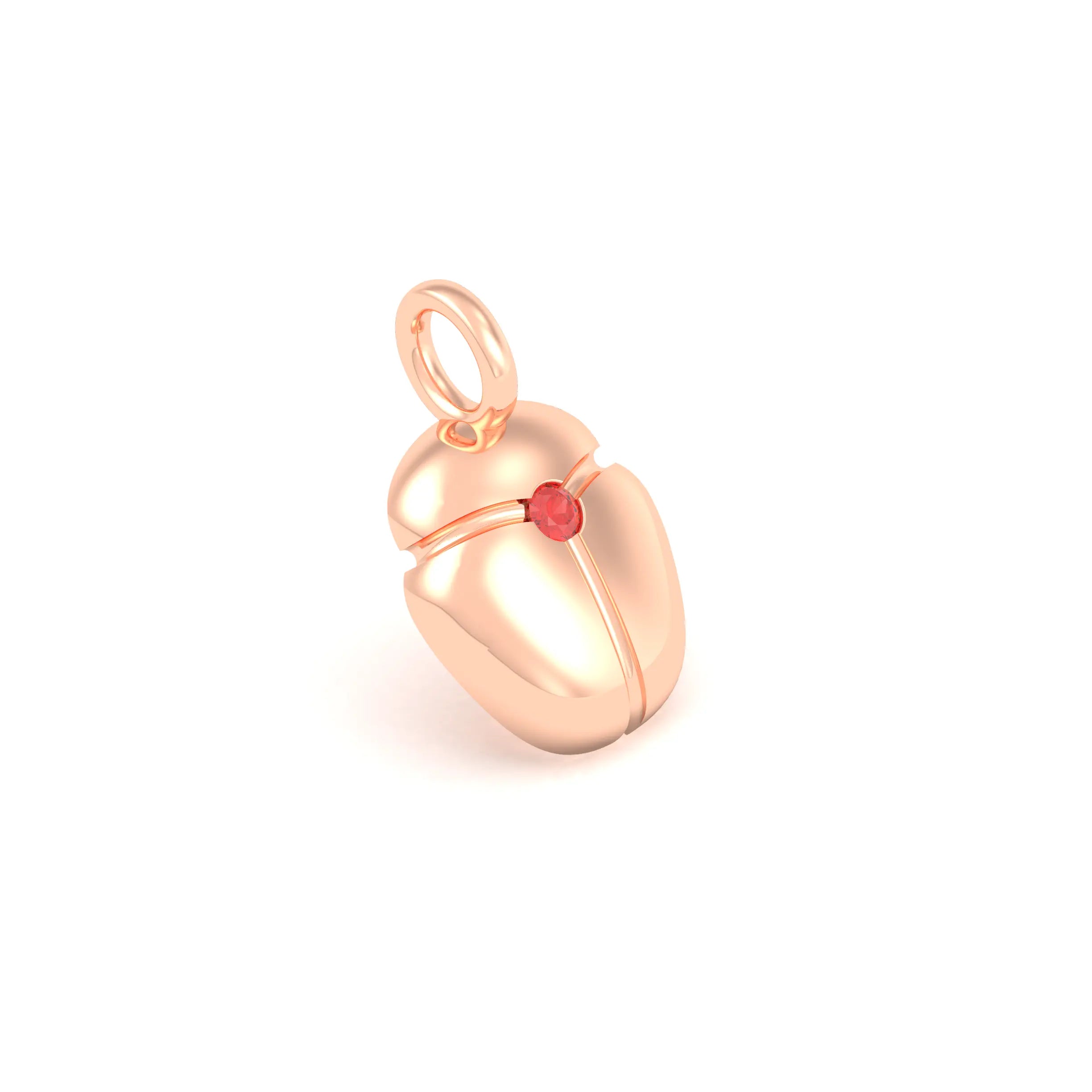 Collier Scarabée en or rose 18 carats, pierre précieuse au choix Saphir rouge Pendentif seul