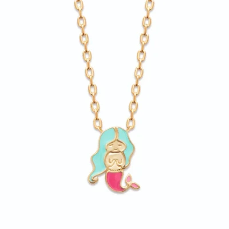 Collier sirène enfant en plaqué or, 37 cm
