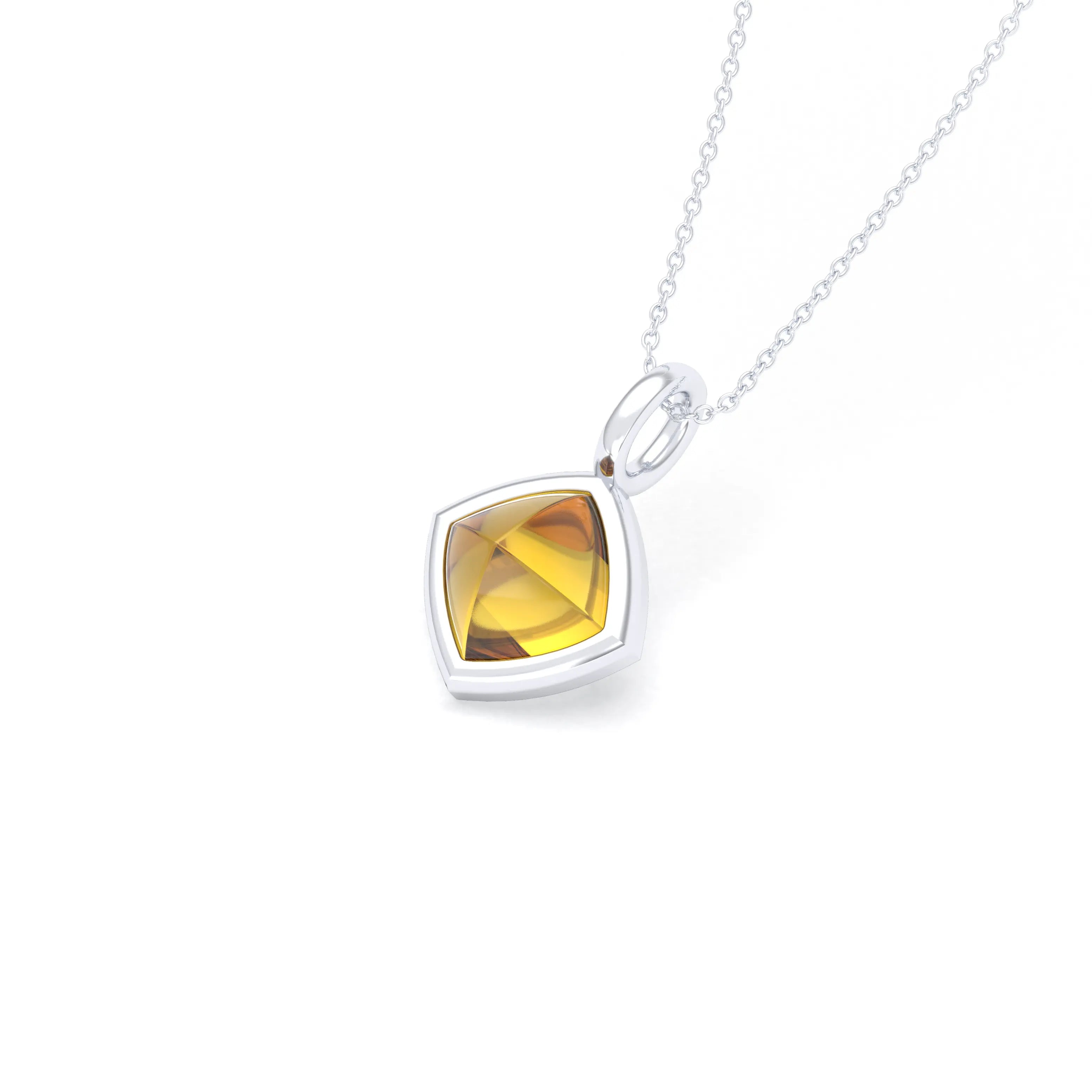 Collier Solène en argent 950, pendentif pierre fine taille pain de sucre Citrine