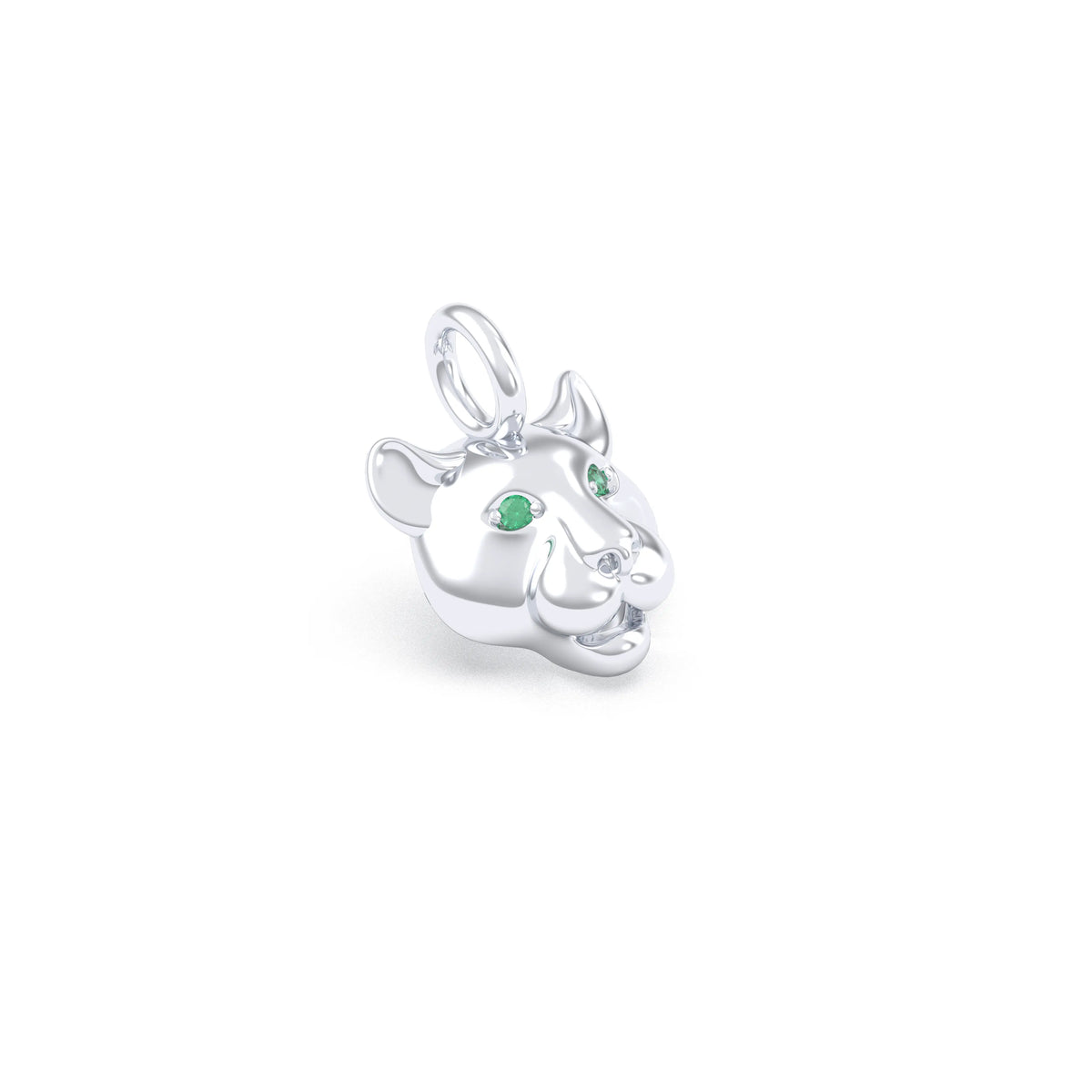 Collier tête de tigre en argent 950 non rhodié, yeux en pierres précieuses au choix