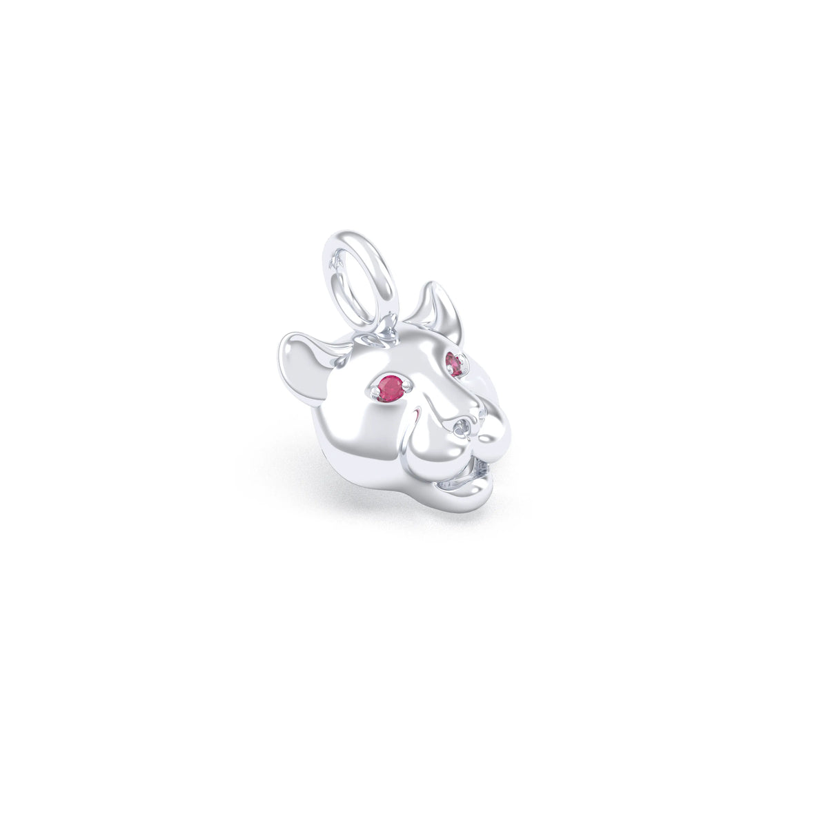 Collier tête de tigre en argent 950 non rhodié, yeux en pierres précieuses au choix