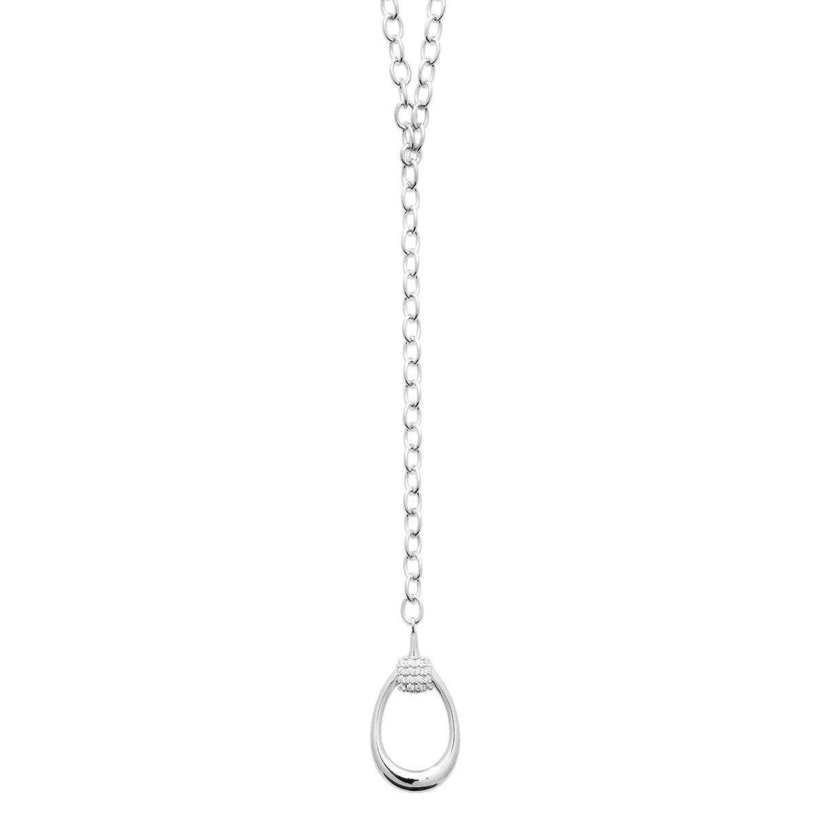 Collier en Y boucle ovale et pavé de zircons en argent 925