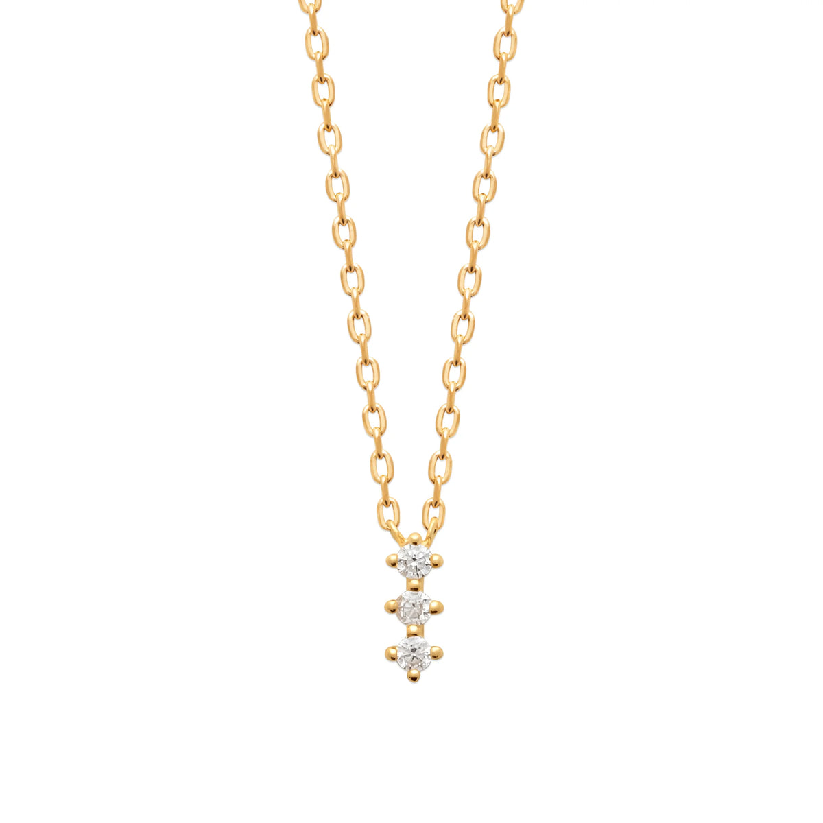 Collier en Y à trois zircons en plaqué or