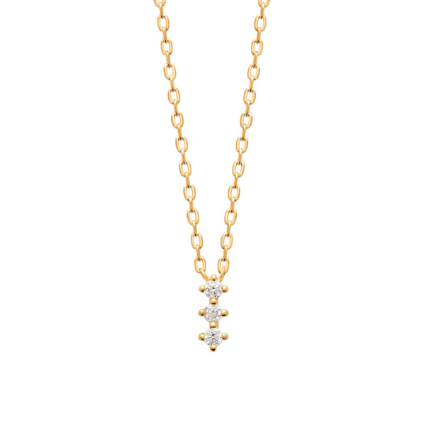 Collier en Y à trois zircons en plaqué or